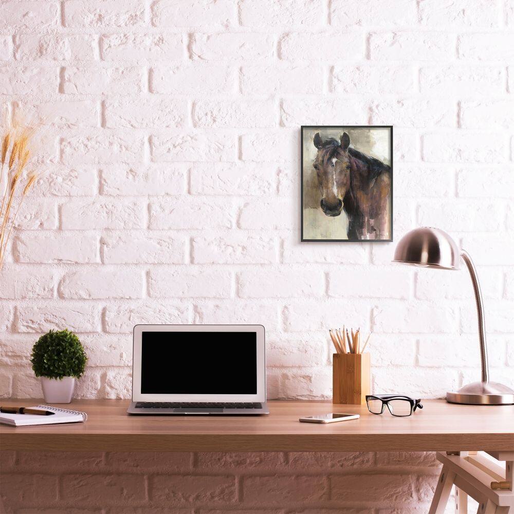 Stupell Industries Masculine Horse Portrait Western Brown Tan Stallion Painting Framed Wall Art