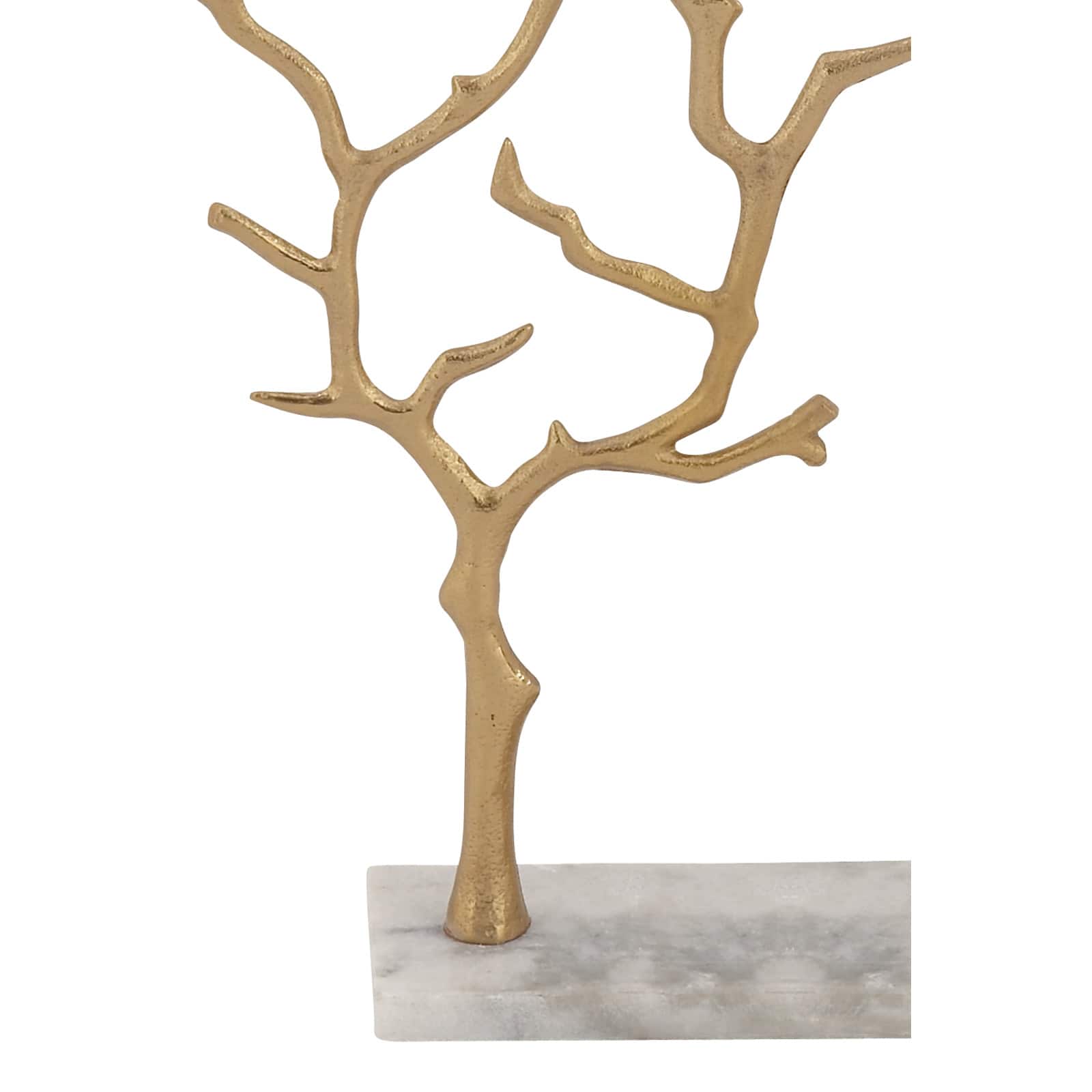 Gold Marble and Aluminum Modern Jewelry Stand, 13" x 9" x 3"