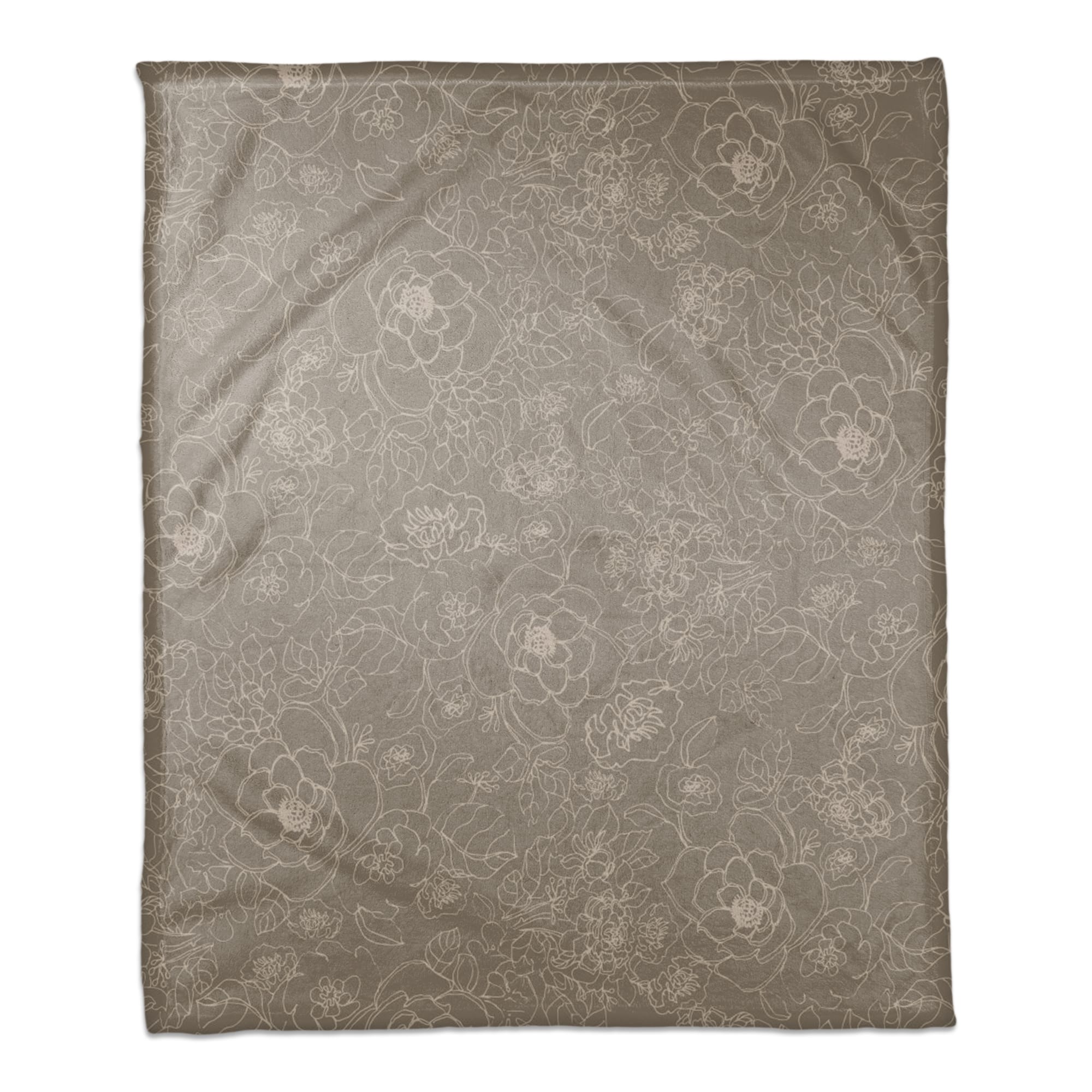 Line Floral Coral Fleece Blanket