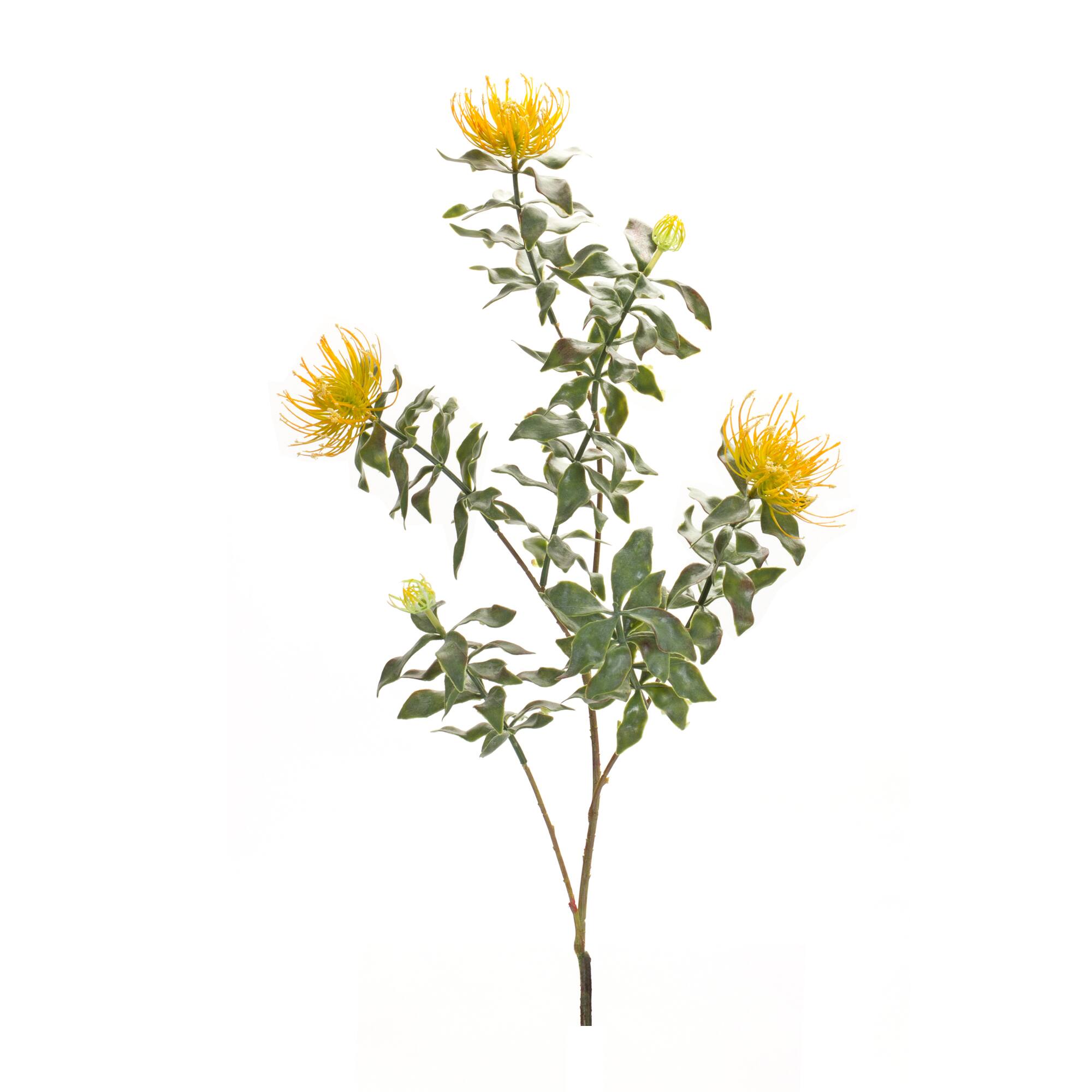 34.25" Yellow Flocked Protea Sprays, 6ct.