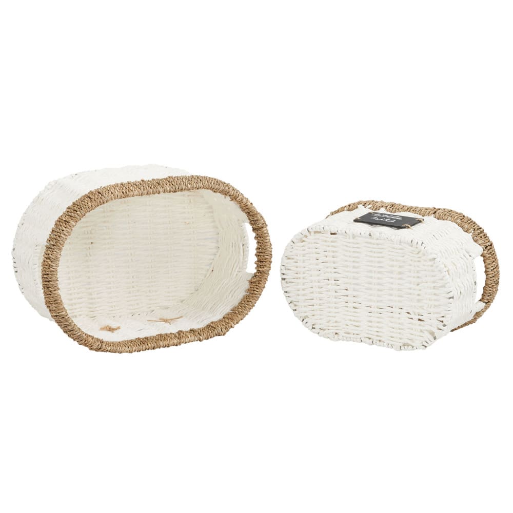 Household Essentials White Woven Oval Baskets, 2ct.