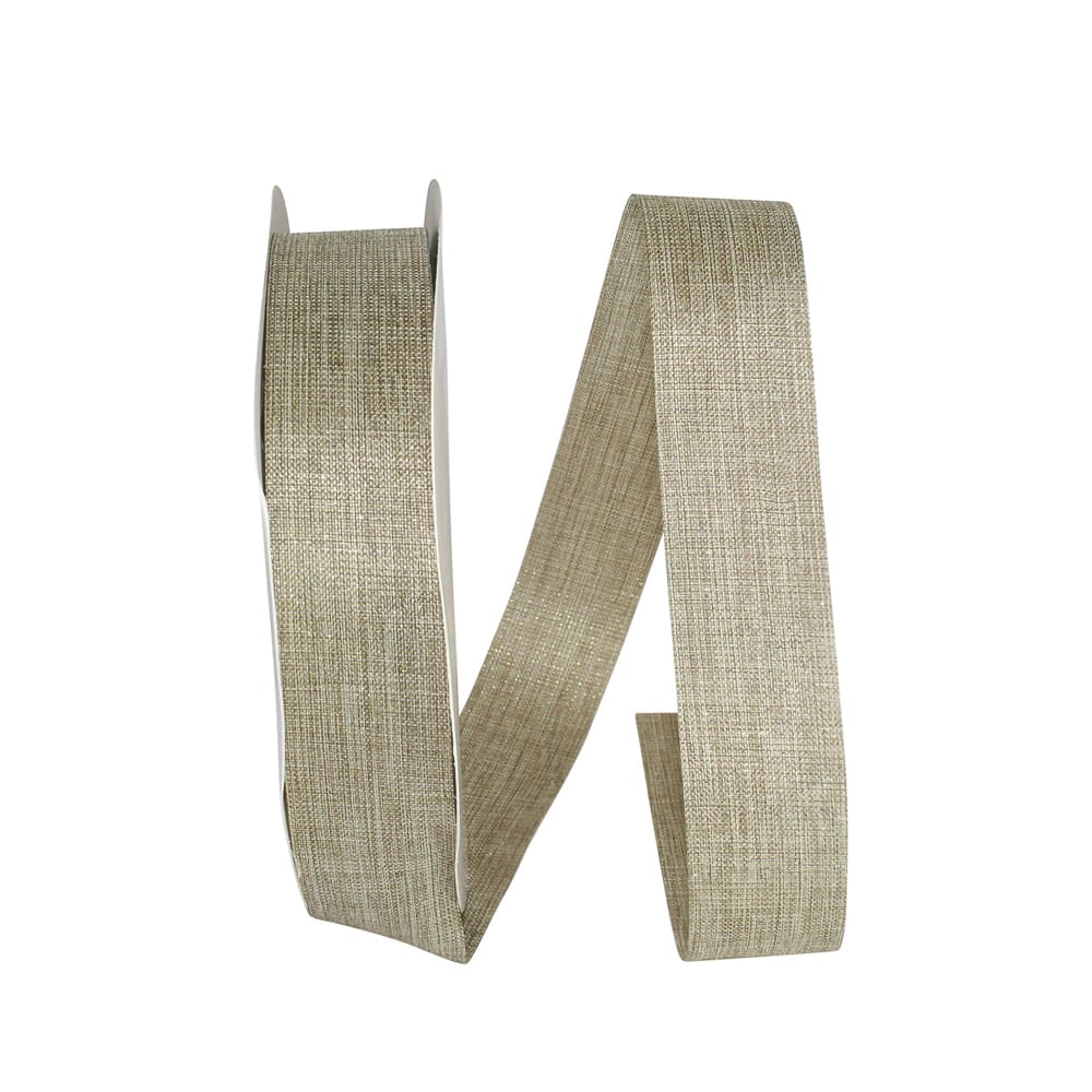 Reliant 1.375" x 100yd. Linen Natural Sparkle Allure Ribbon