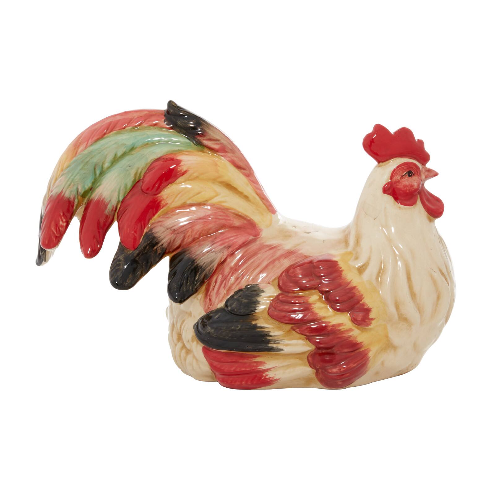 15" Red Ceramic Farmhouse Bird Garden Sculpture