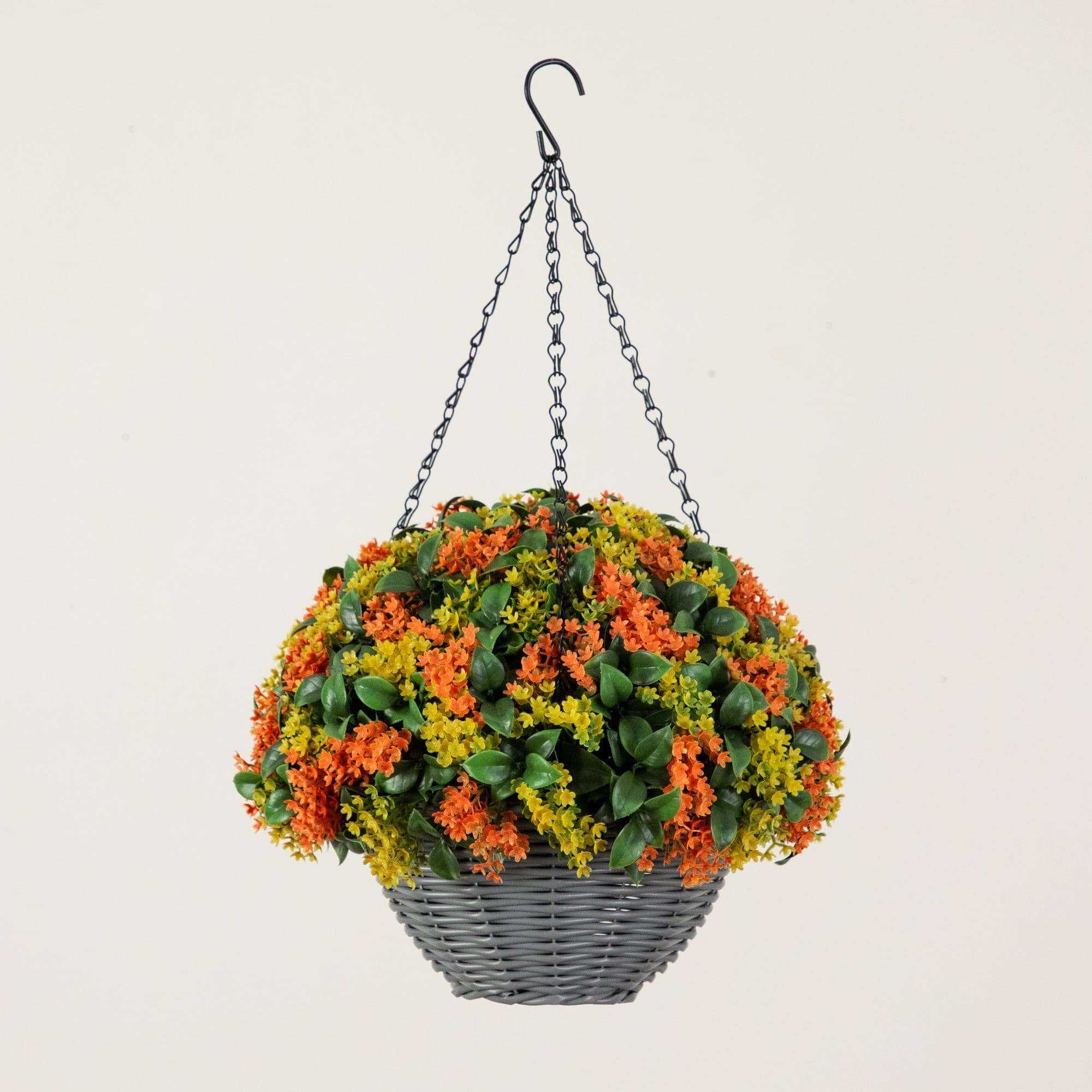 22" UV Resistant Autumn Artificial Fall Gardenia Hanging Basket
