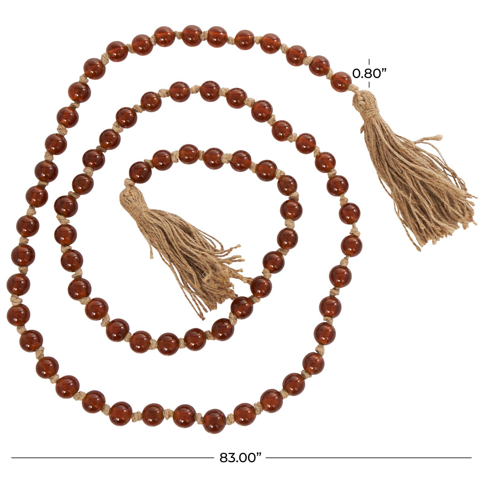 83" Glass Handmade Round Long Beaded Garland with Jute Tassel