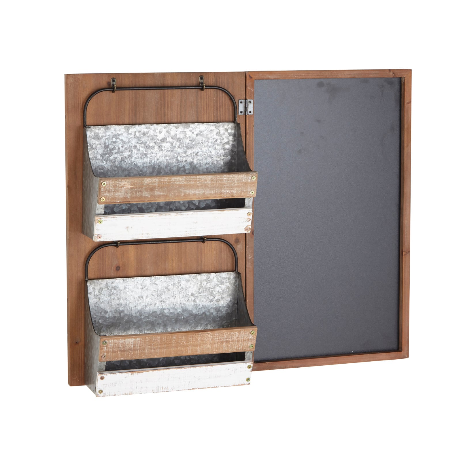 28" Brown Wood Farmhouse Magazine Rack Holder