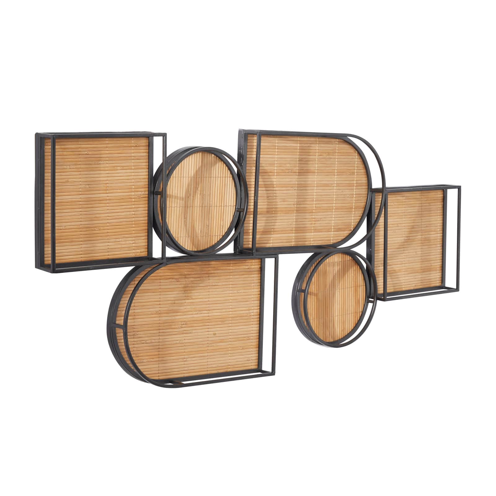 Brown Bamboo Modern Wall Shelf, 37" x 2" x 17"