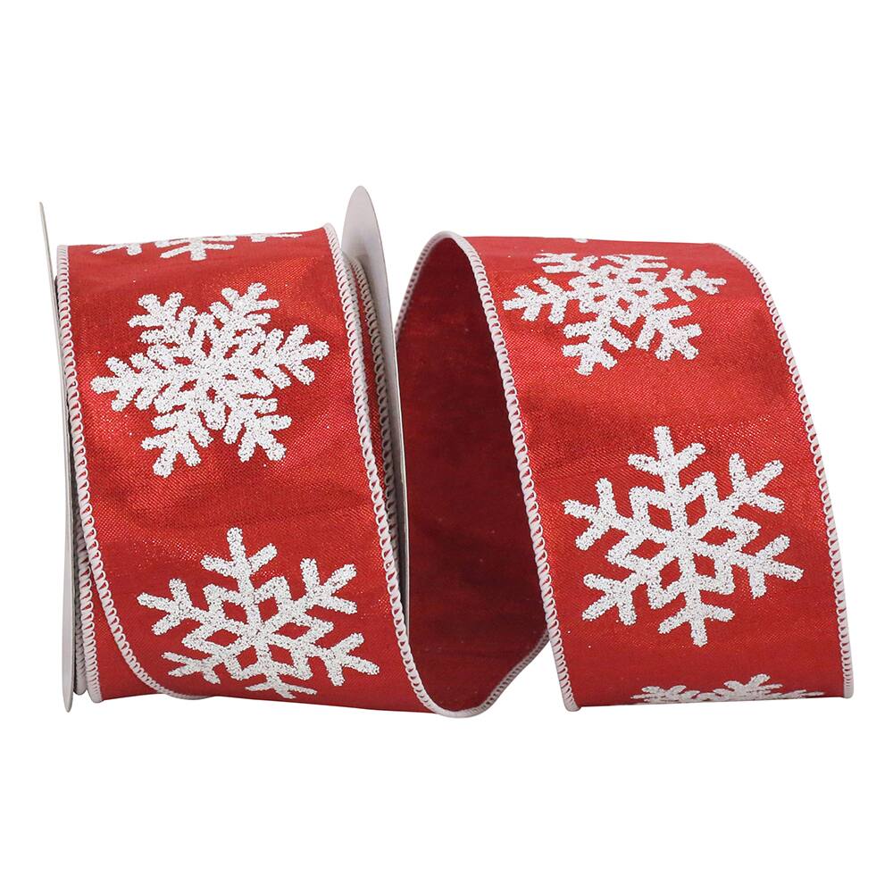 JAM Paper 2.5" x 10yd. Wired Glitter Snowflake Ribbon