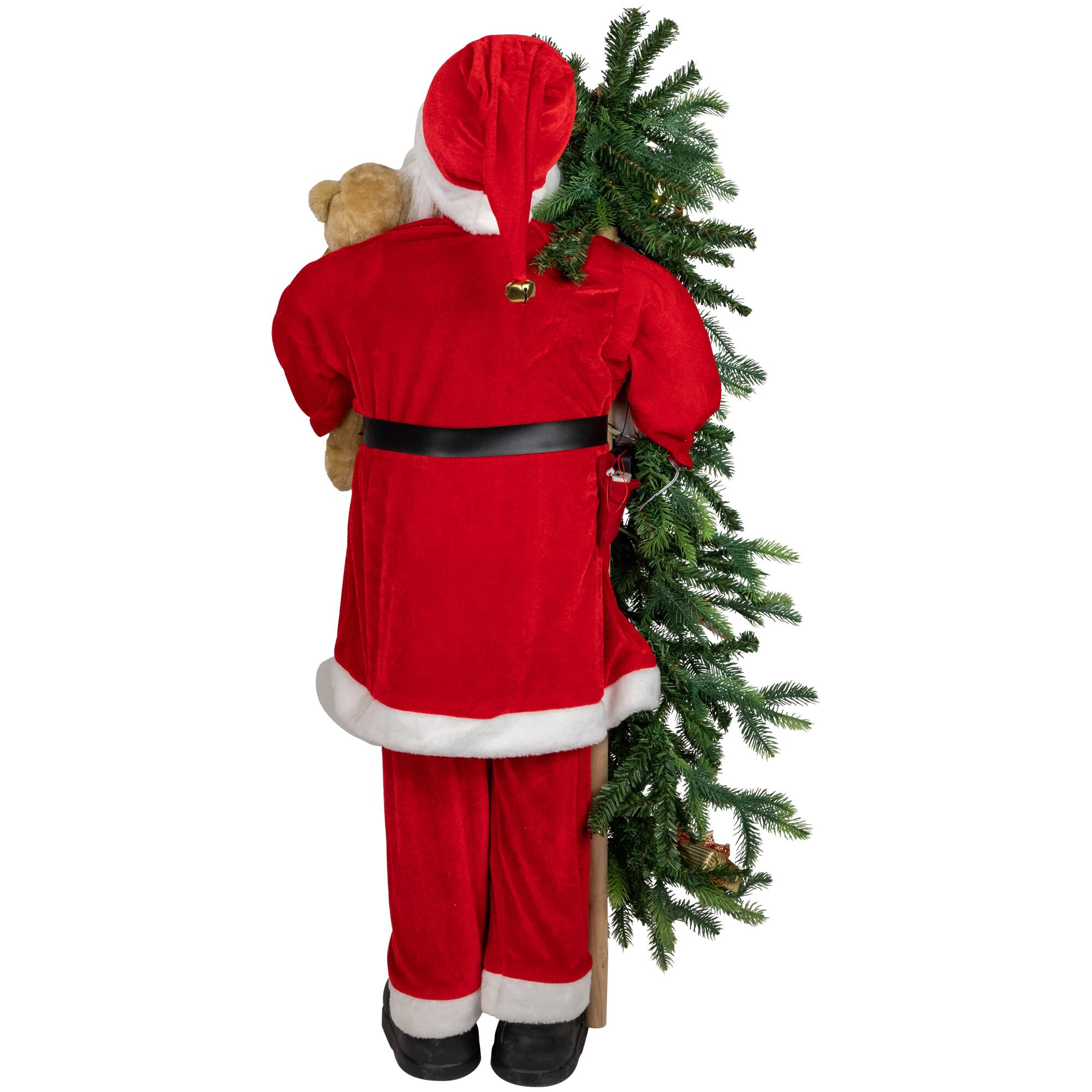 4ft. Musical Santa Claus with Lighted Christmas Tree & Teddy Bear Standing Christmas Figure