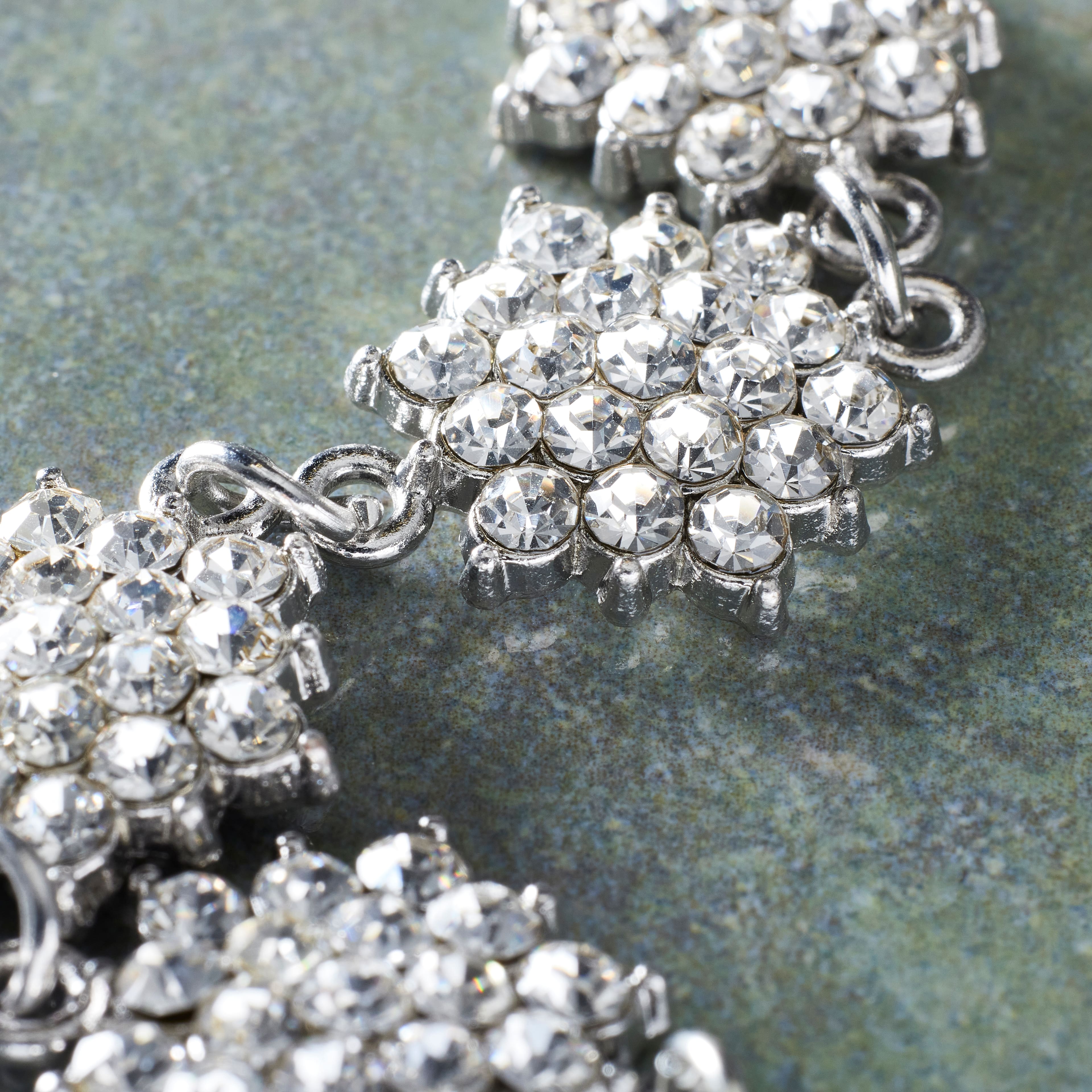 Rhodium with Clear Rhinestone Flower Beads, 24mm by Bead Landing™