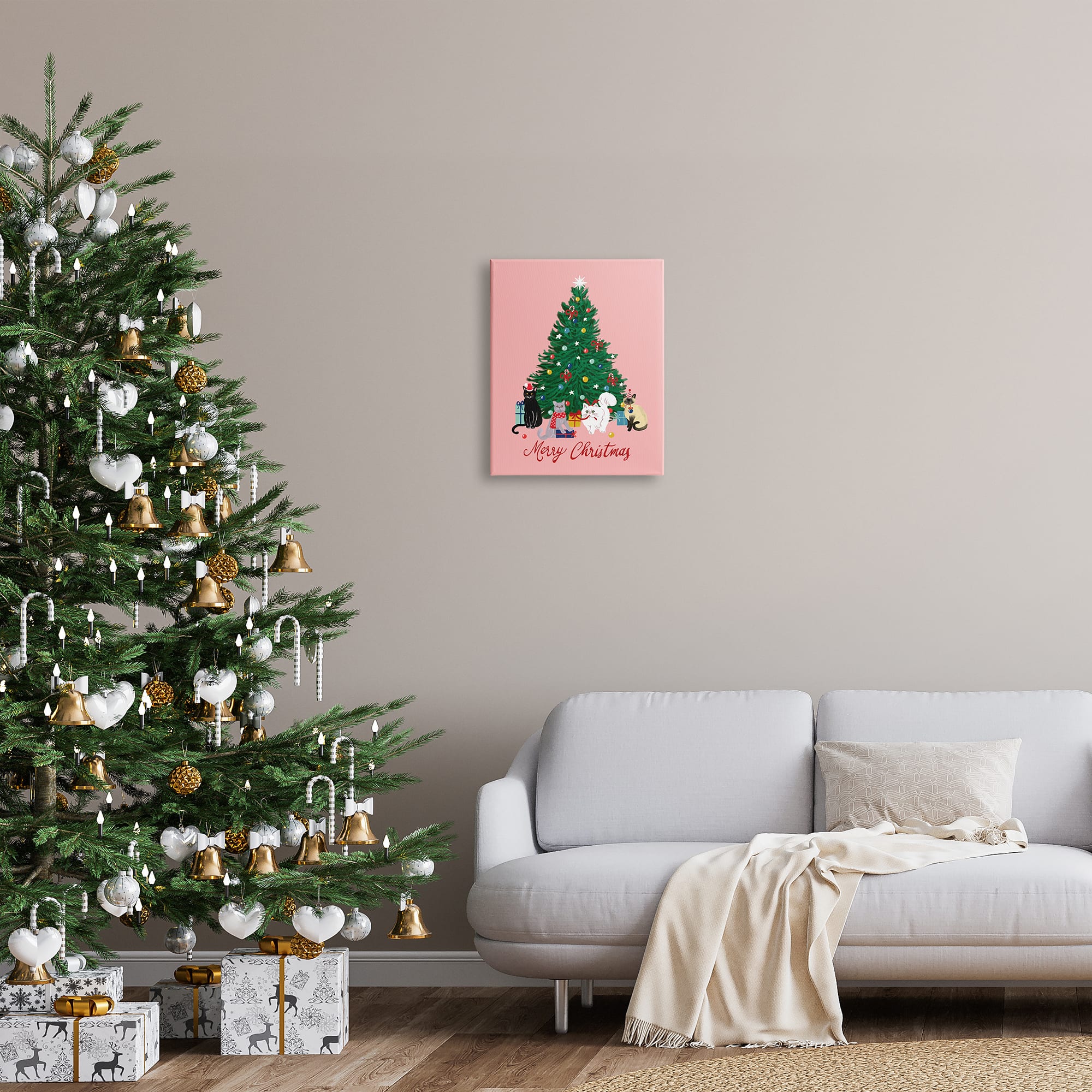 Stupell Industries Merry Christmas Holiday Cats Canvas Wall Art