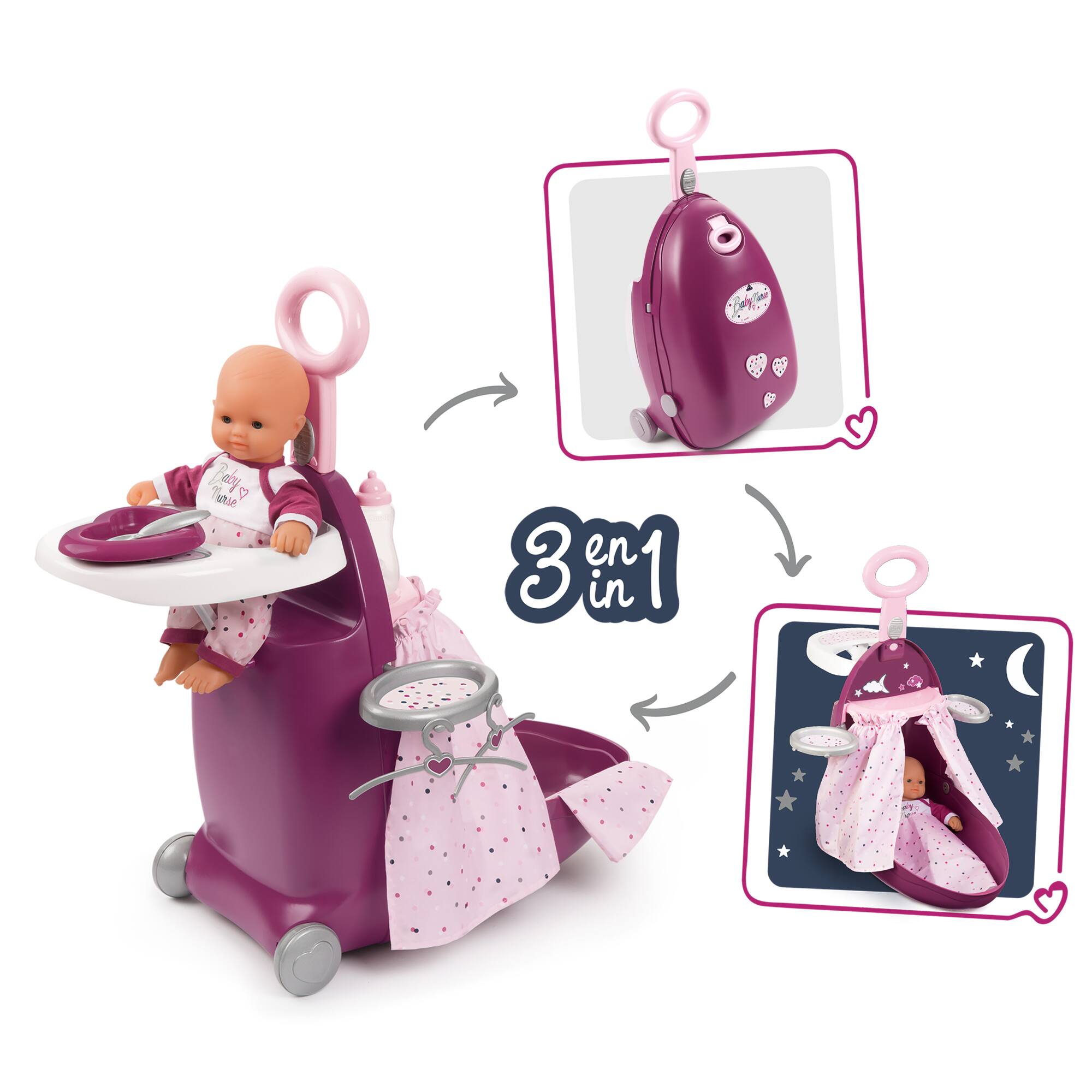 Smoby Toys Purple Trolley For Dolls