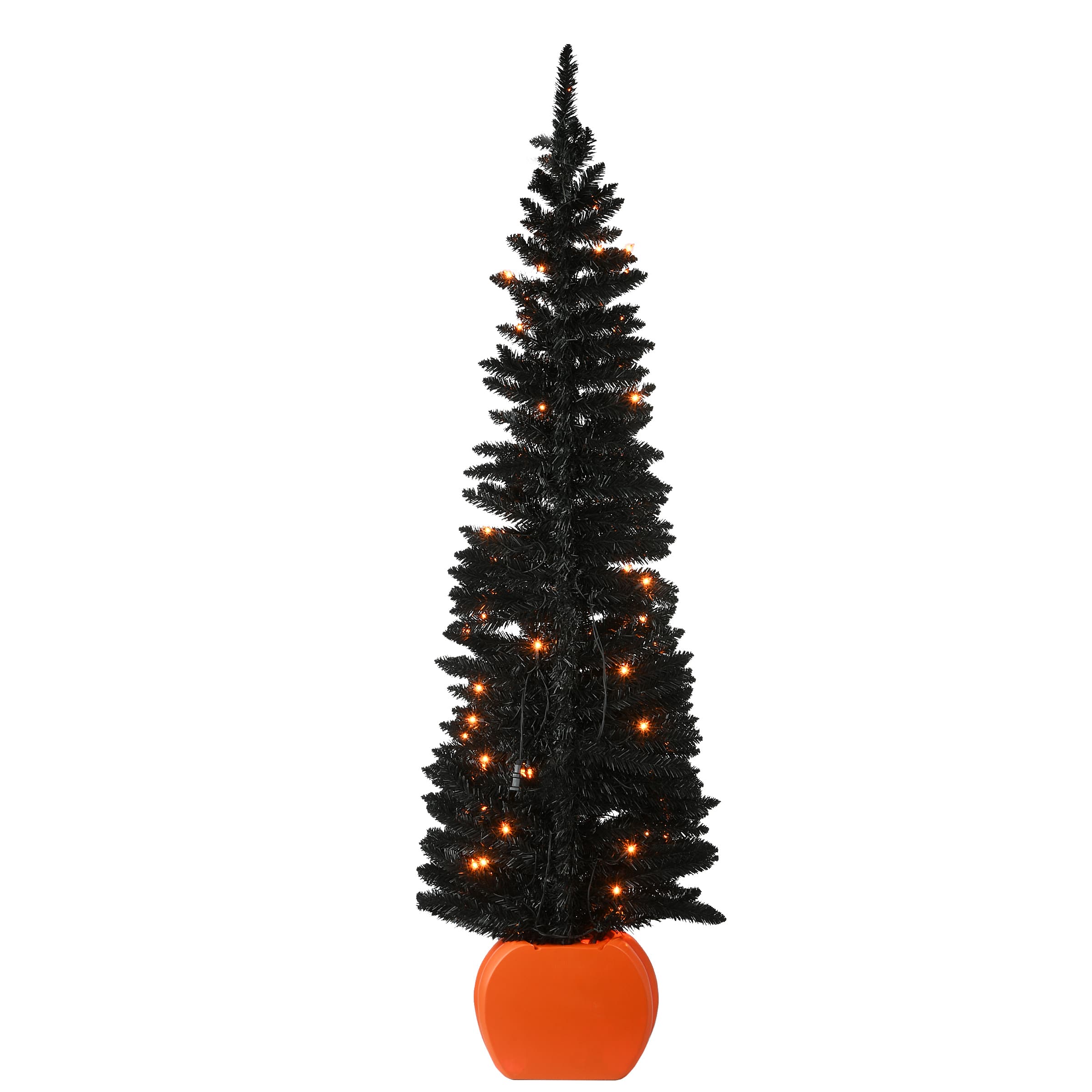 6ft. Pre-Lit Half Artificial Halloween Tree, Orange Lights