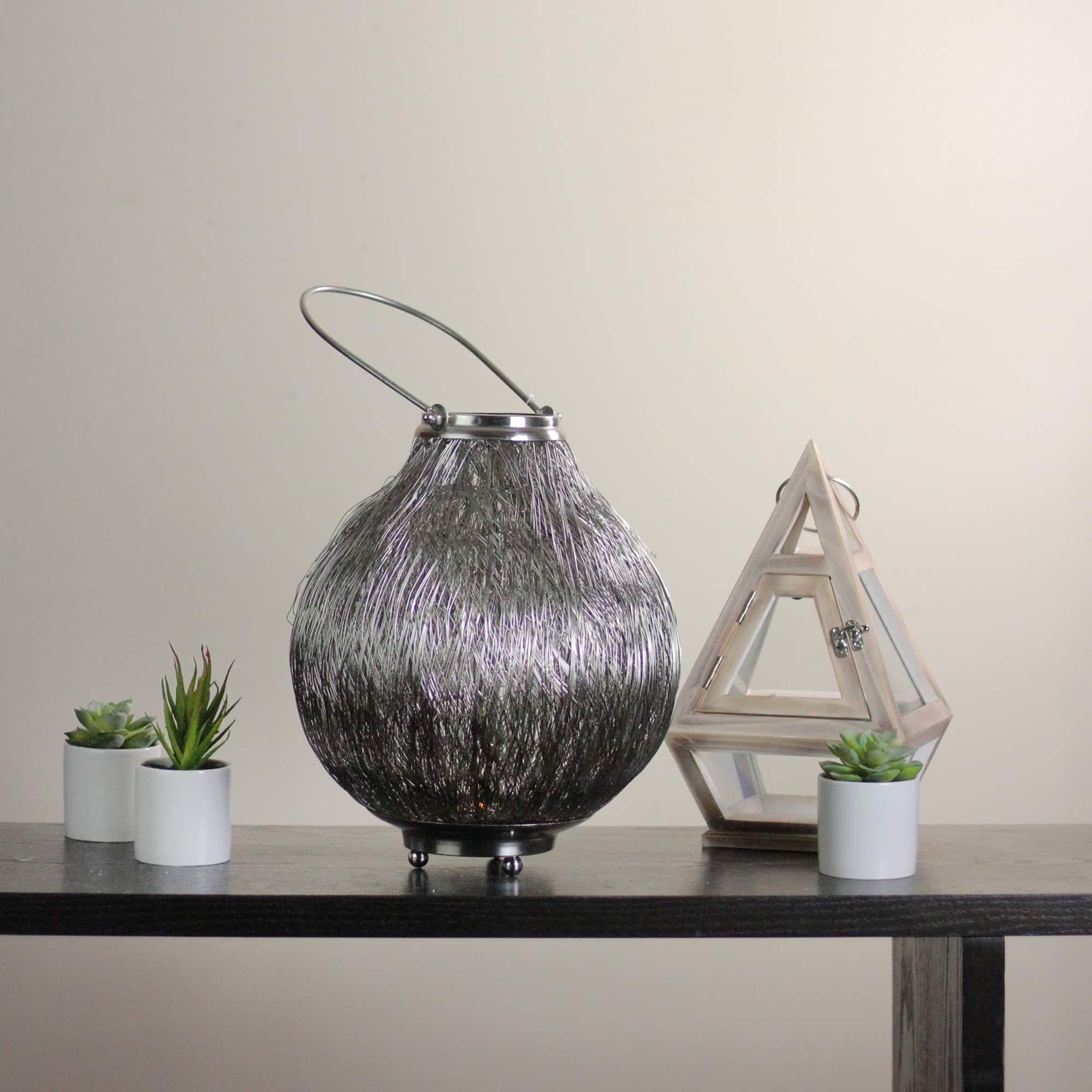 18.5" Urban Life Tea Light Candle Holder Lantern, Silver
