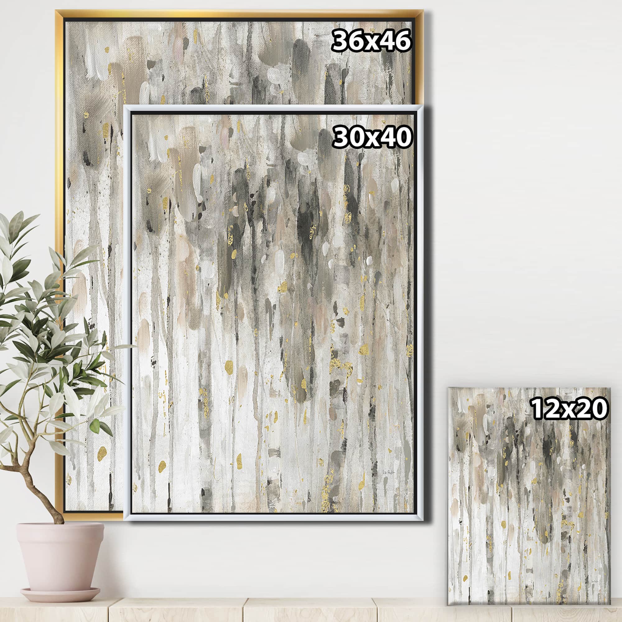 Designart - The Modern Grey Forest IV - Farmhouse Canvas in Gold Frame