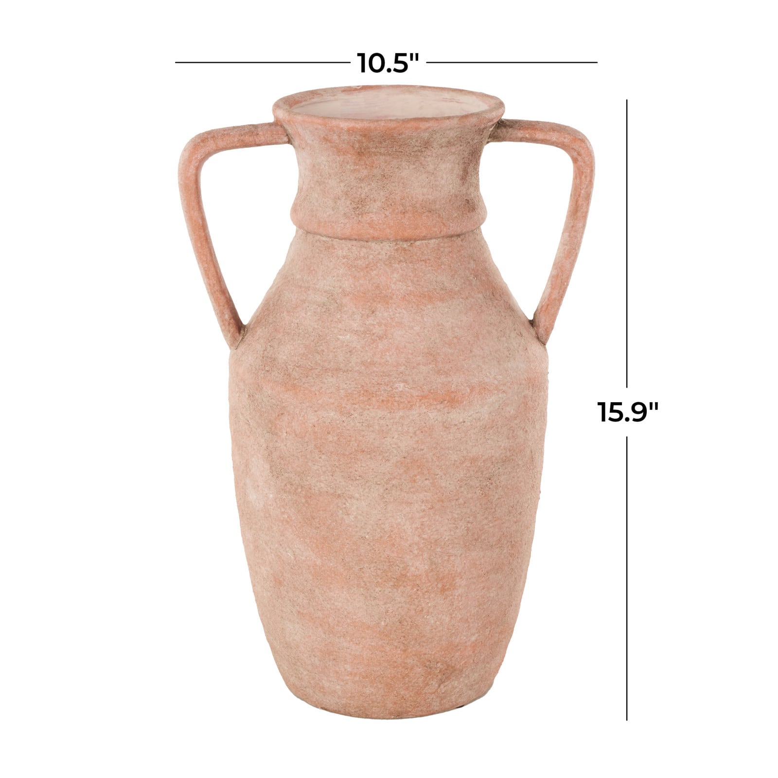 16" Pink Ceramic Antique Style Decorative Vase with Handles