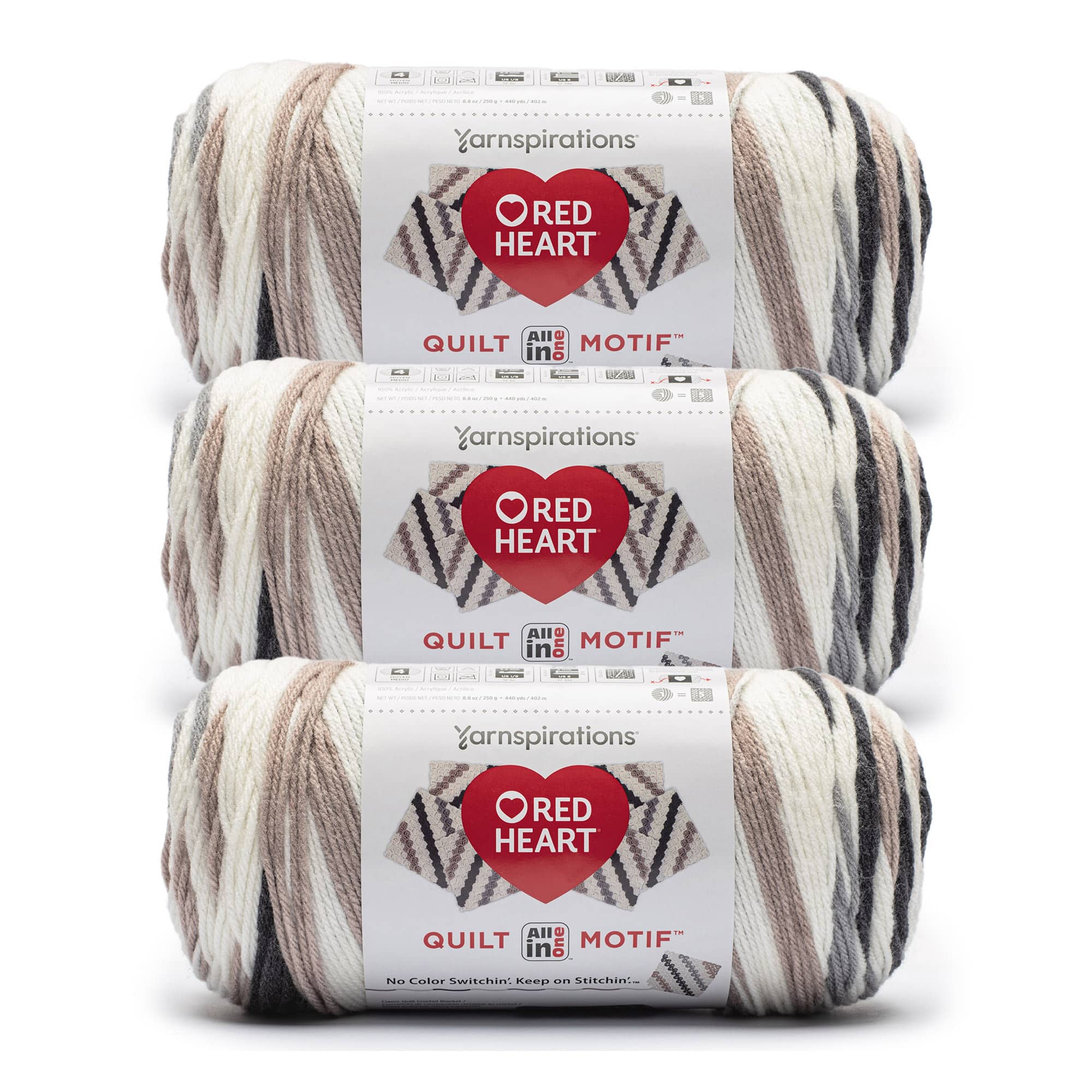 3 Pack Red Heart® All in One™ Sweet Hearts™ Yarn