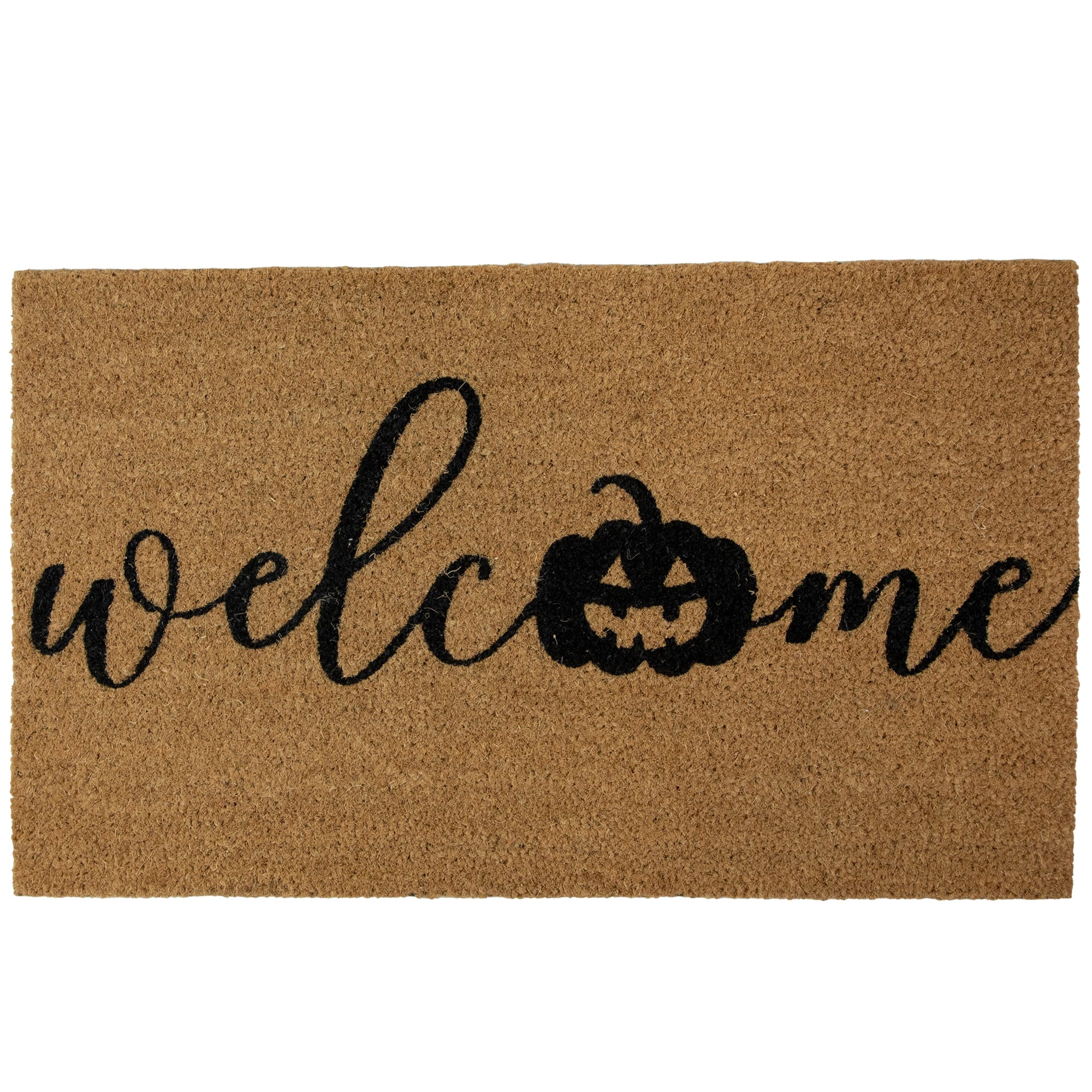 Natural Coir Pumpkin Welcome Halloween Doormat By Northlight in Brown/Black | 18" x 30" | Michaels®