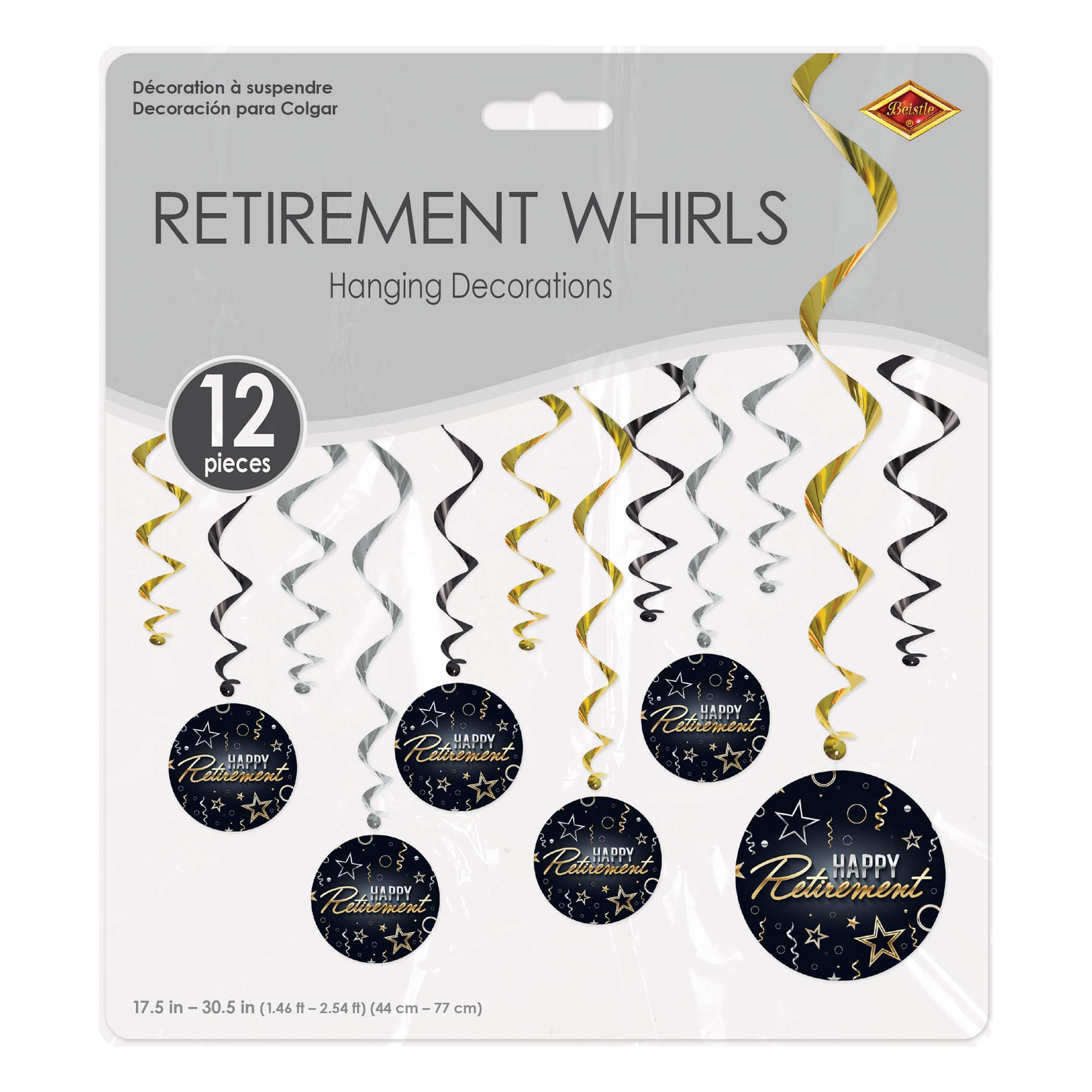 Beistle Metallic Happy Retirement Whirls, 12ct.