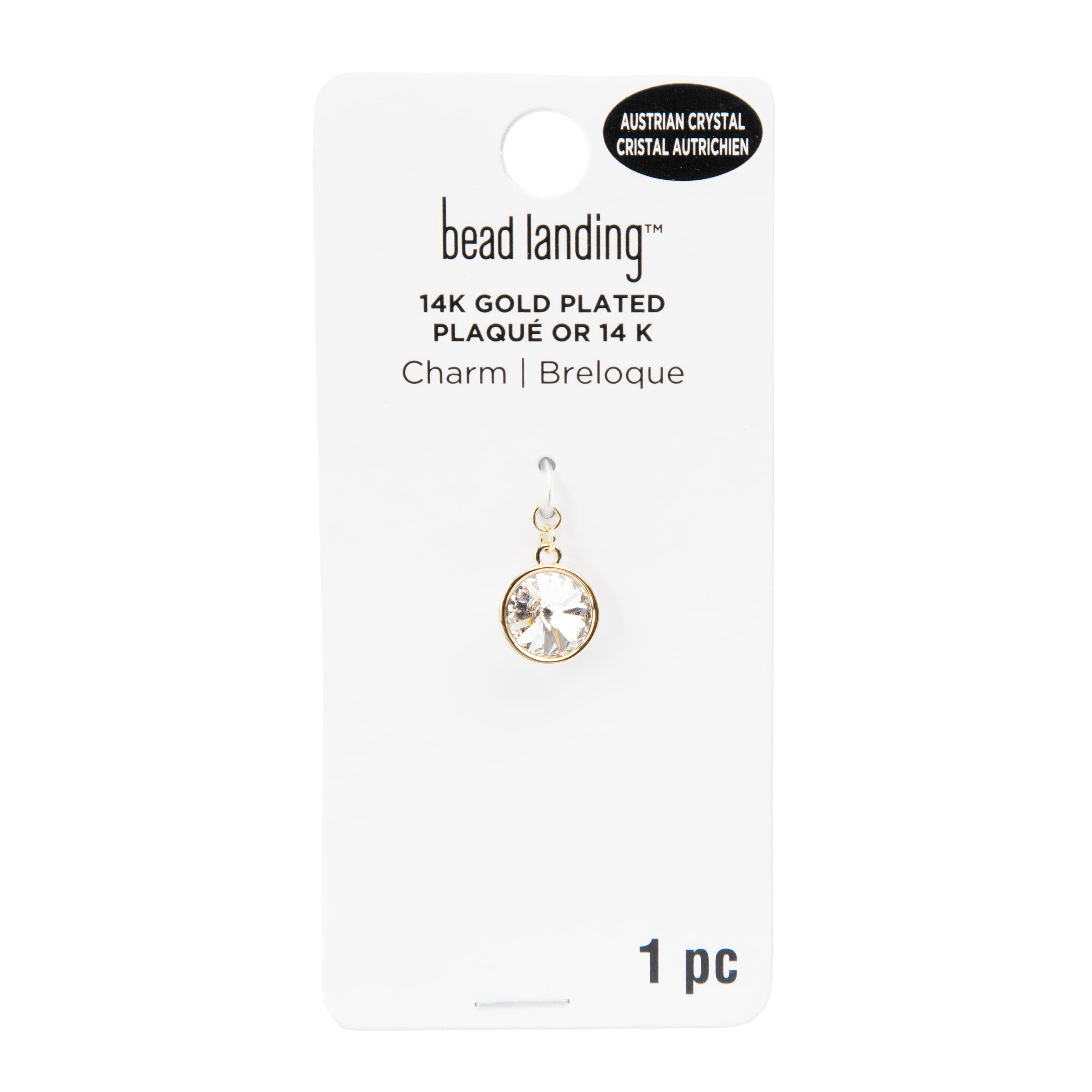 14K Gold Plated Clear Austrian Crystal Rivoli Cut Charm by Bead Landing™