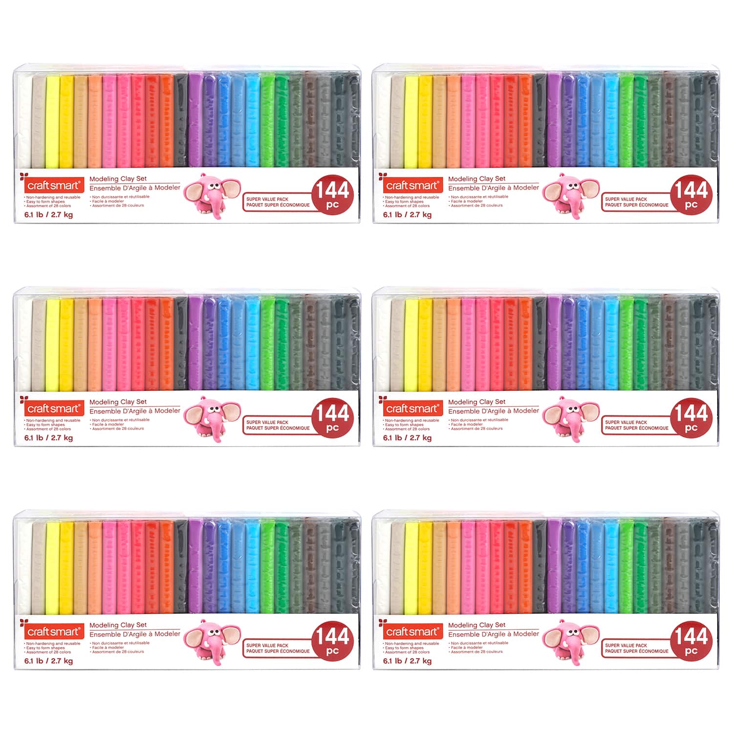 6 Packs: 144 ct. (864 total) Modeling Clay by Craft Smart®