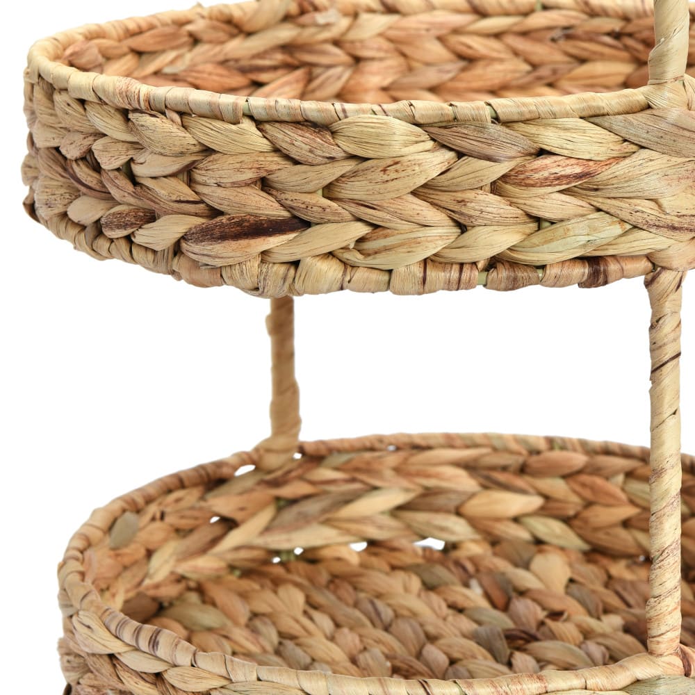 Household Essentials 15" Water Hyacinth 2-Tier Tray