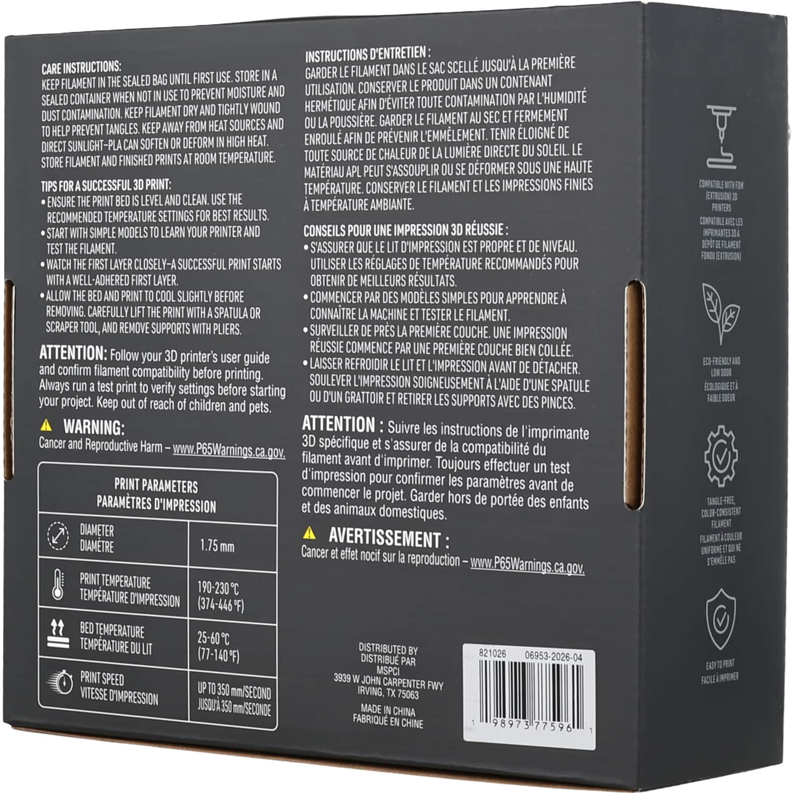 1.75mm Basic PLA 3D Printer Filament