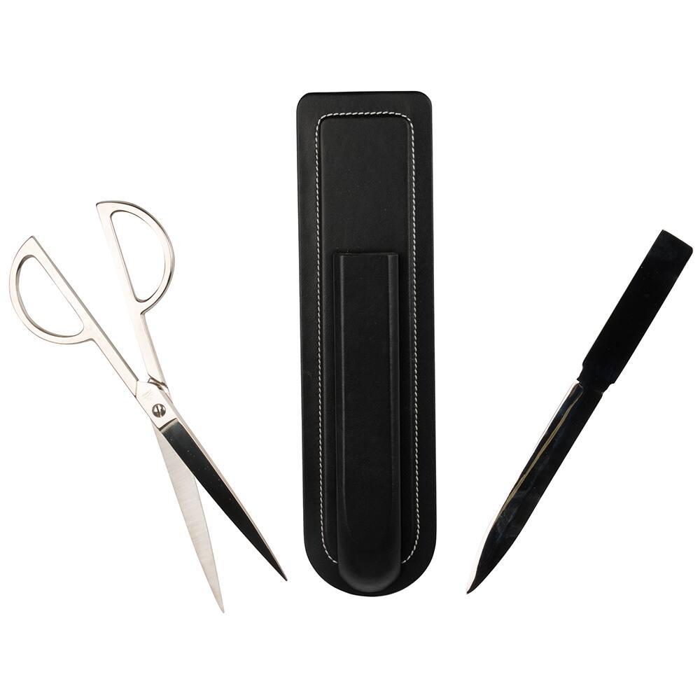 JAM Paper Black Leather Office Supply Set