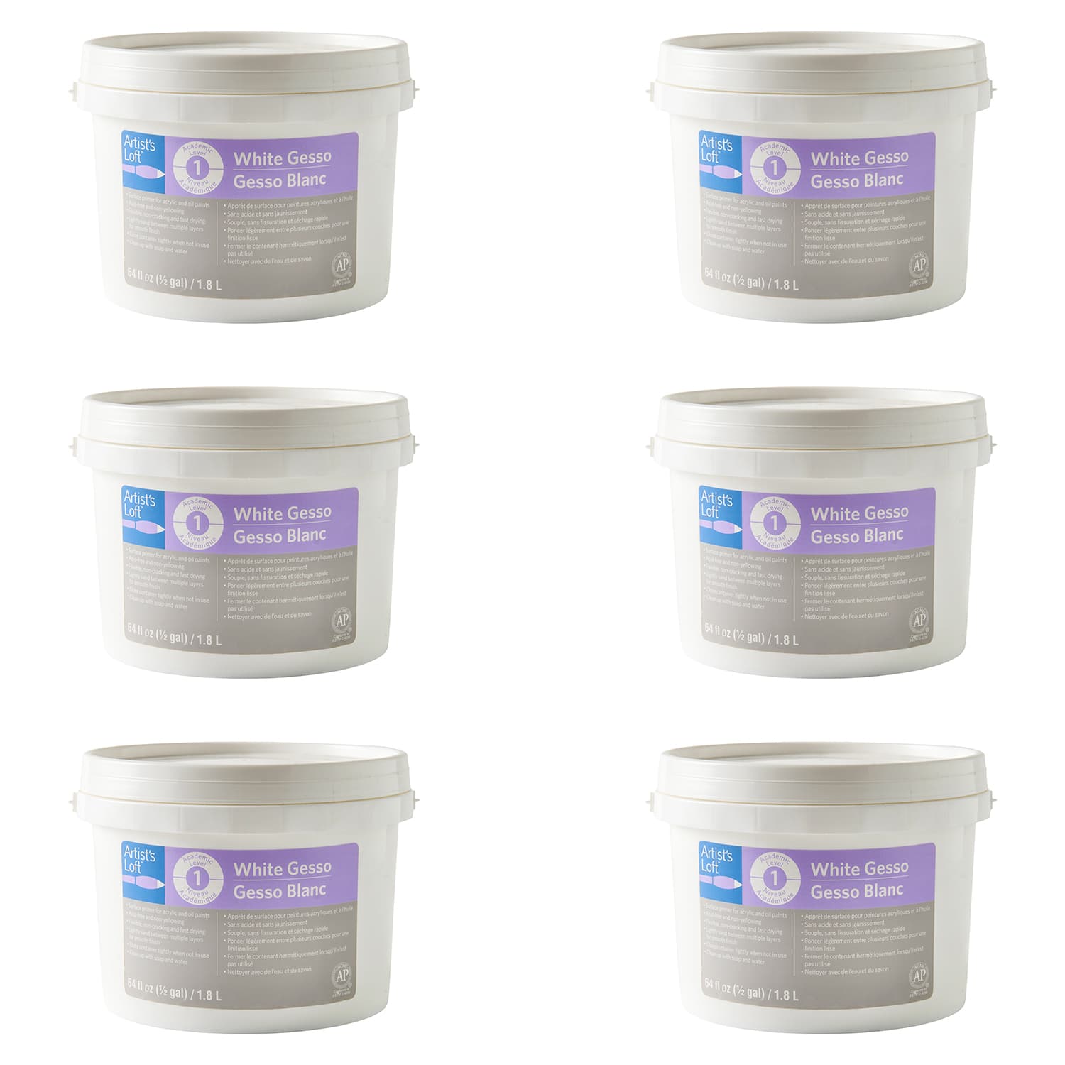 6 Pack: White Acrylic Gesso by Artist's Loft®, 64oz.