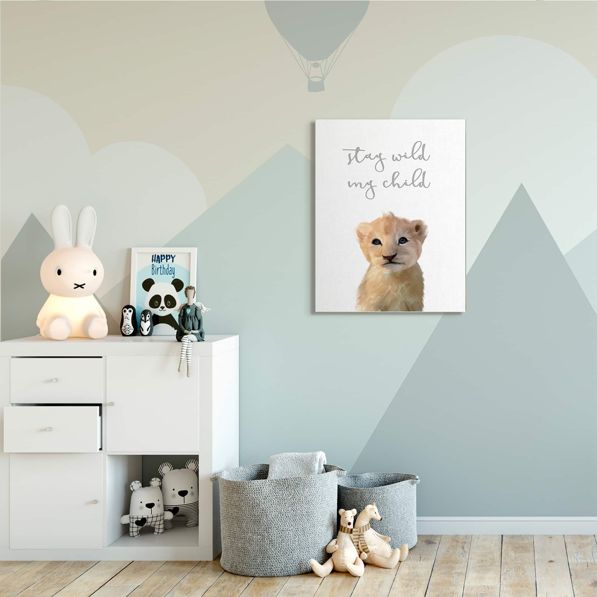 Stupell Industries Stay Wild Phrase Friendly Safari Lion Cub Canvas Wall Art