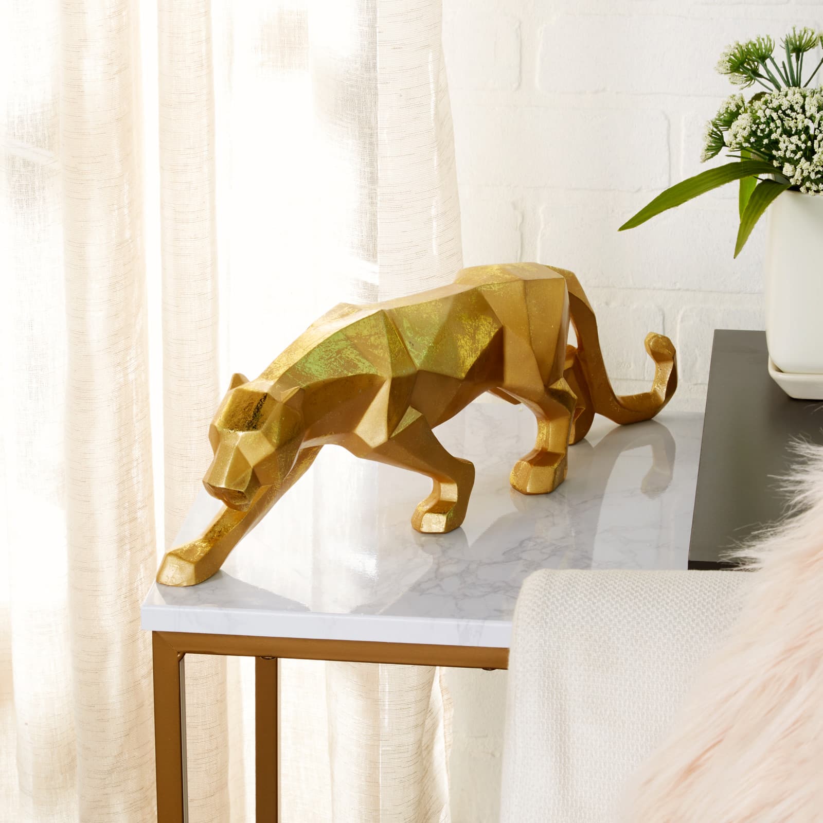 CosmoLiving by Cosmopolitan 18" Gold Leopard Sculpture