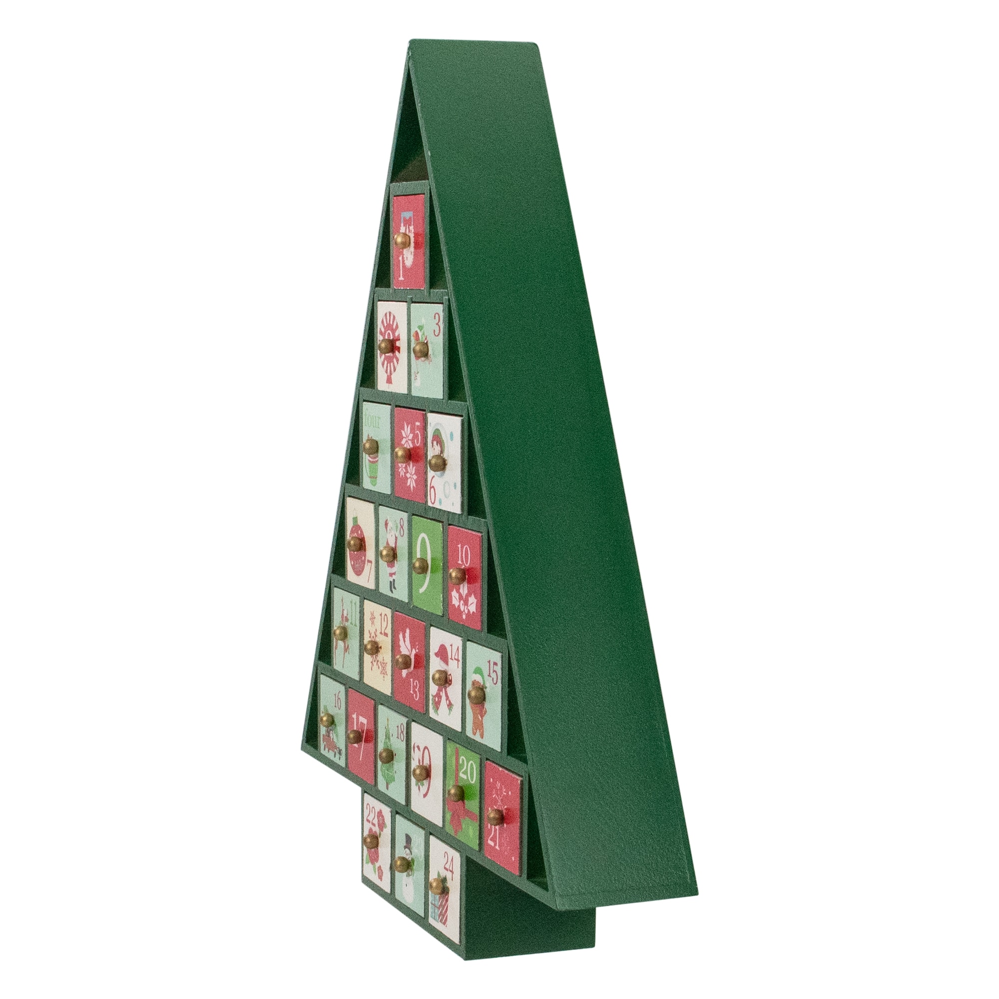 15" Green Tree Shaped Christmas Advent Calendar Decoration