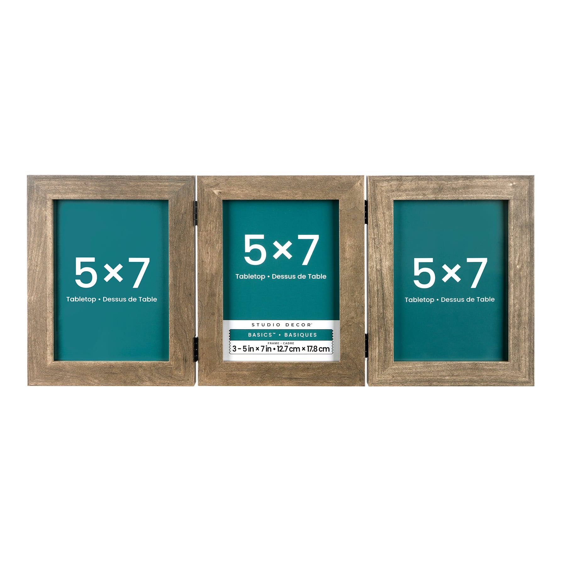 Basics™ 3 Opening 5" x 7" Grey Hinged Frame by Studio Décor®