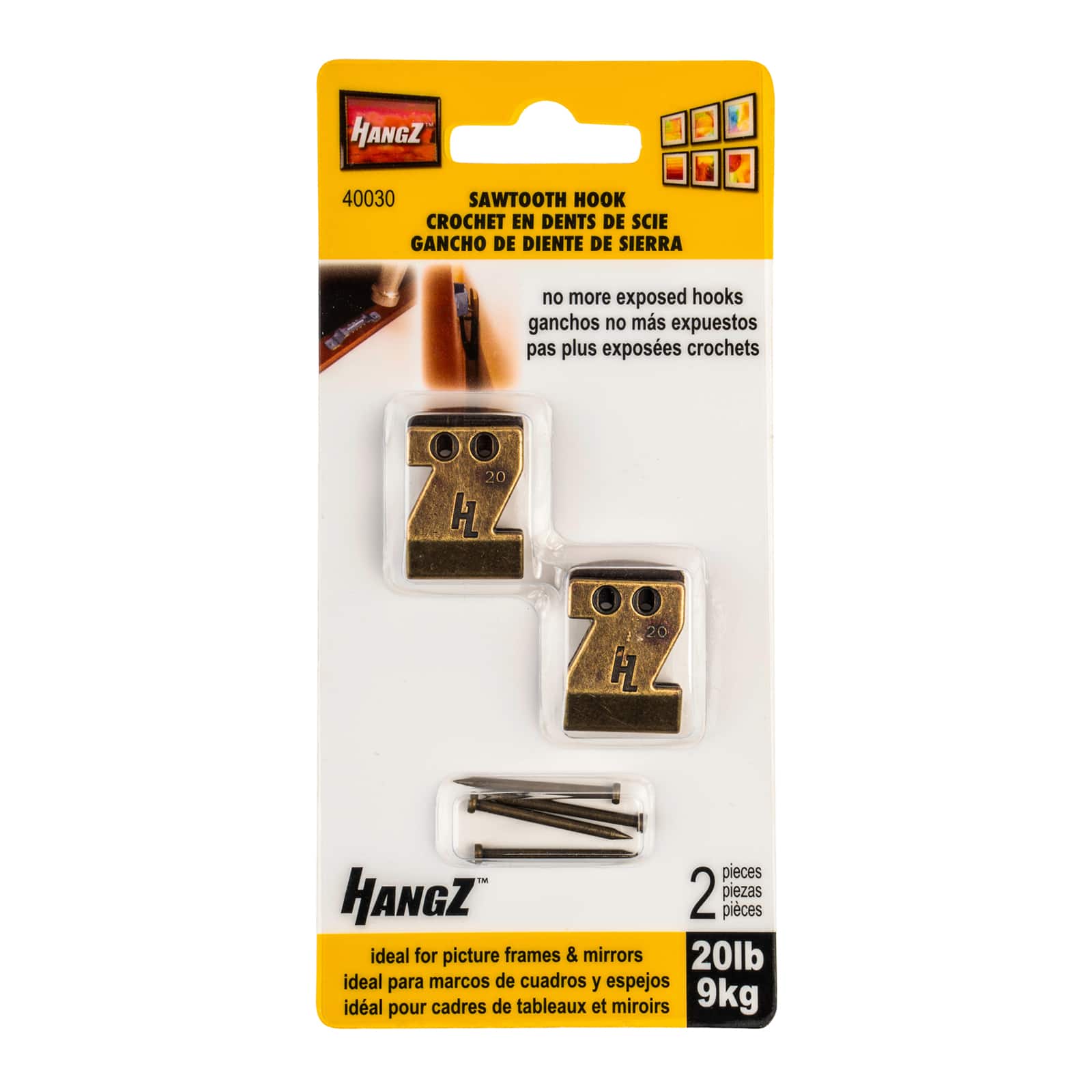 HangZ™ 20lb. Sawtooth Hooks, 2ct.