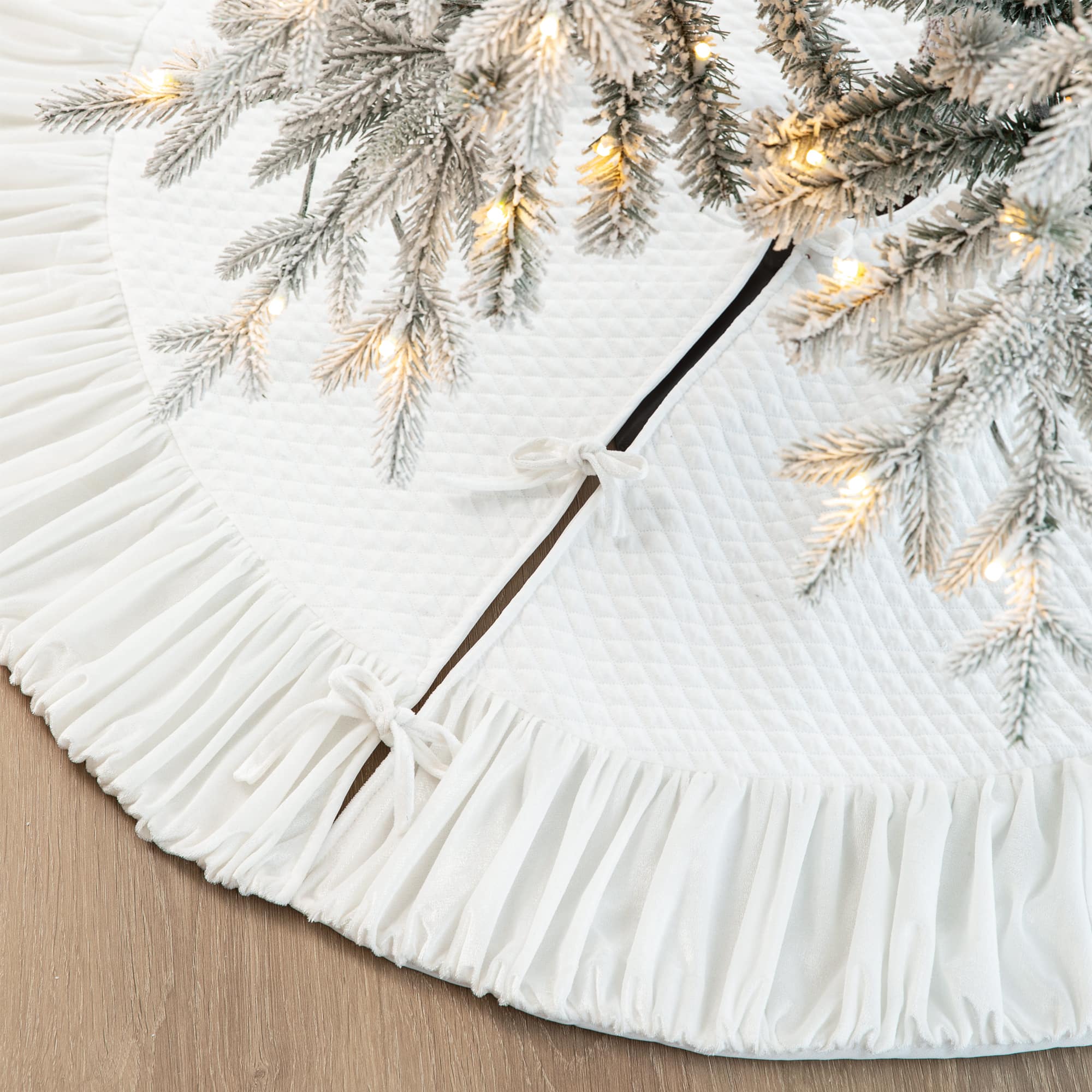 Glitzhome® Deluxe Velvet Ruffled Christmas Tree Skirt