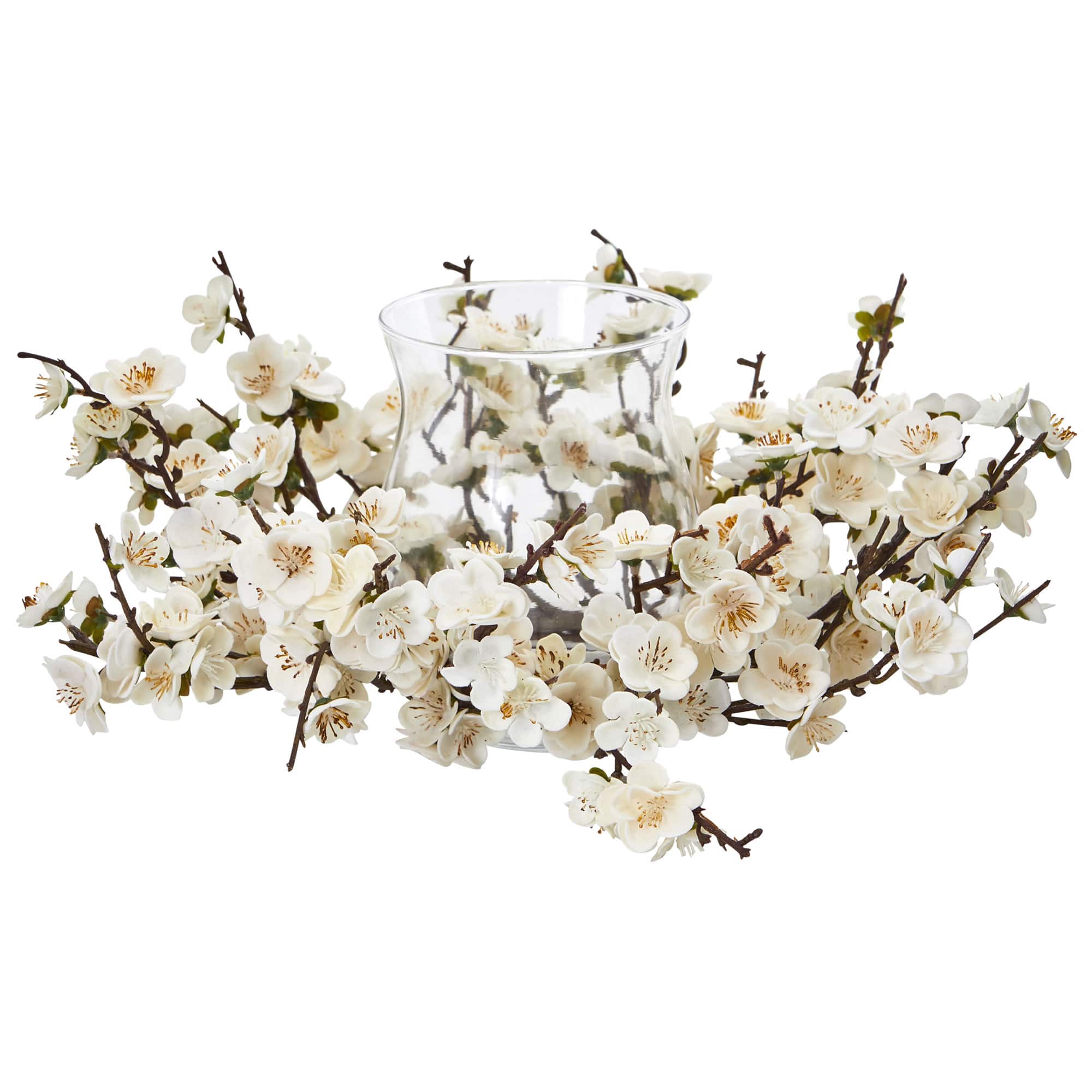 6.5" White Plum Blossom Candelabrum