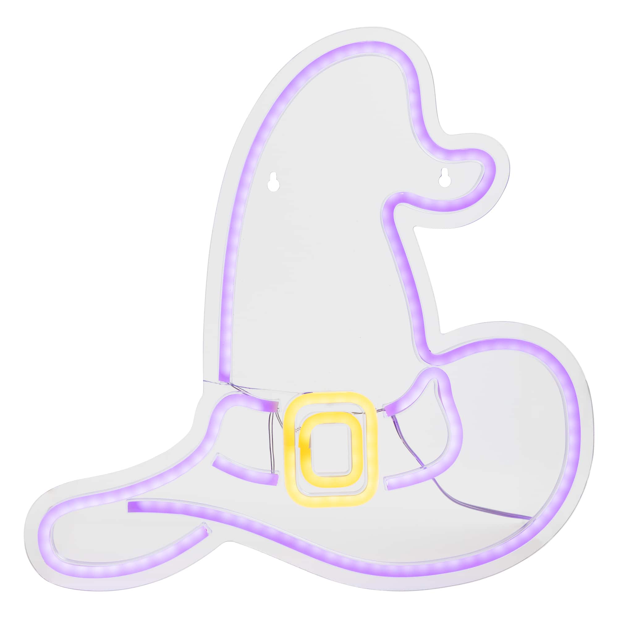 15" Purple LED Neon Style Witch Hat Halloween Window Silhouette