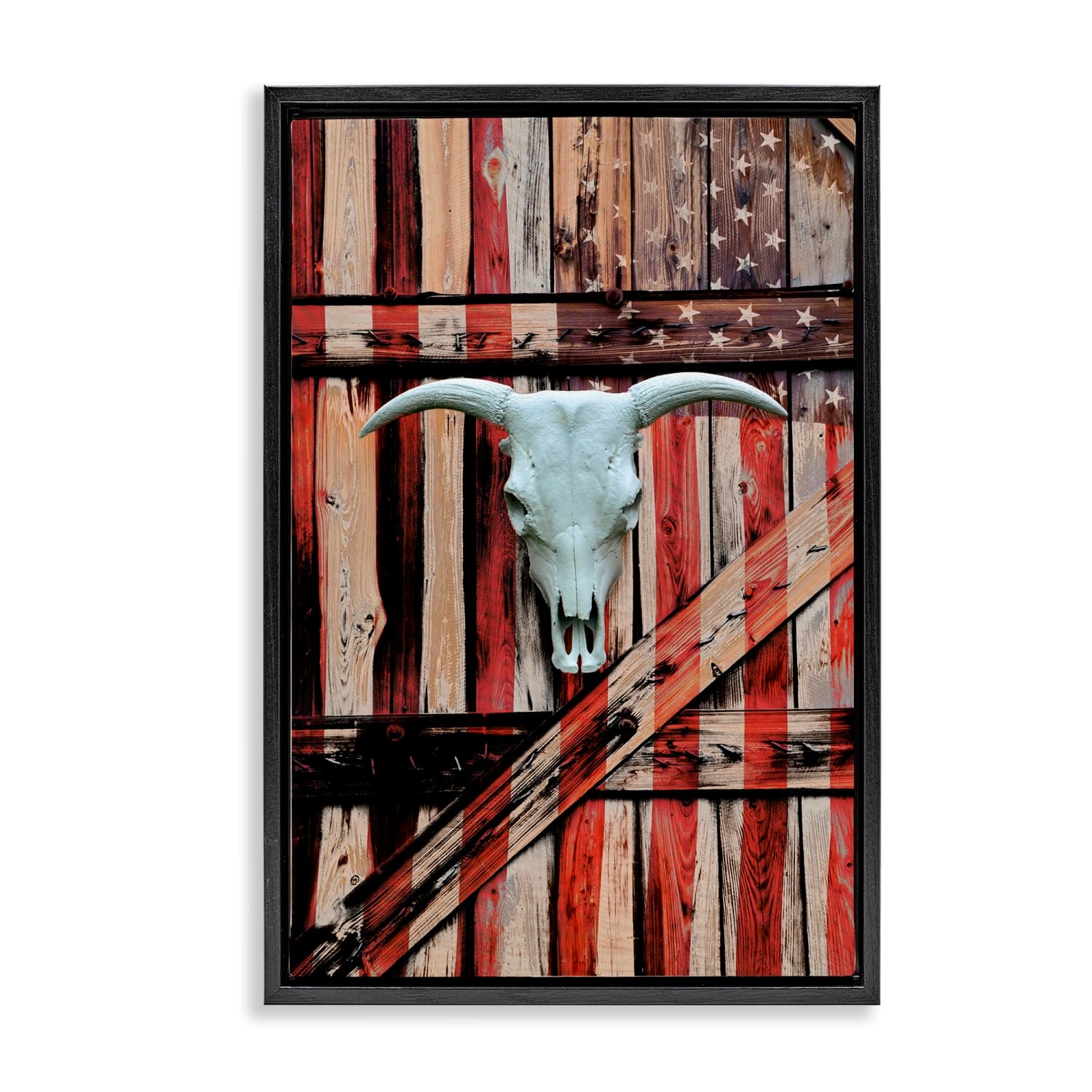 Stupell Industries Patriotic Cow Skull Floater Framed Art