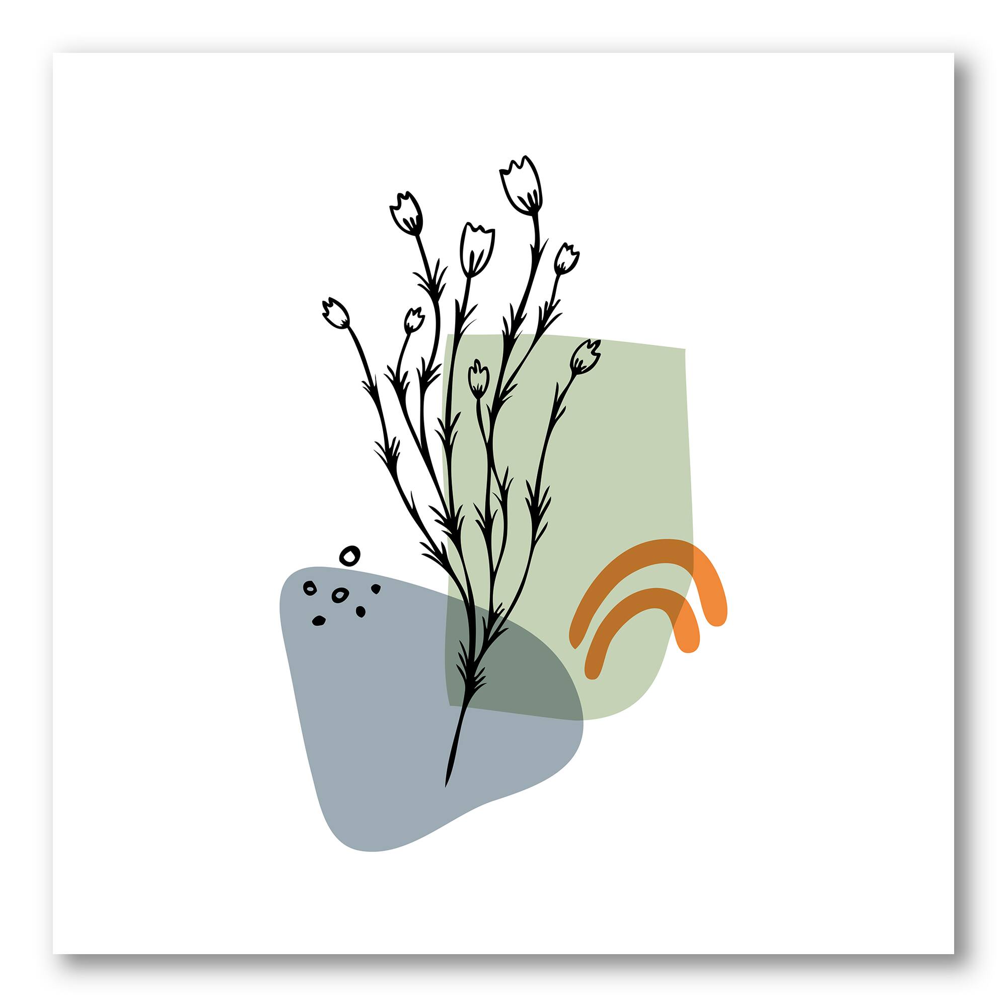 Designart - Abstract Flowers On Minimal Shapes II