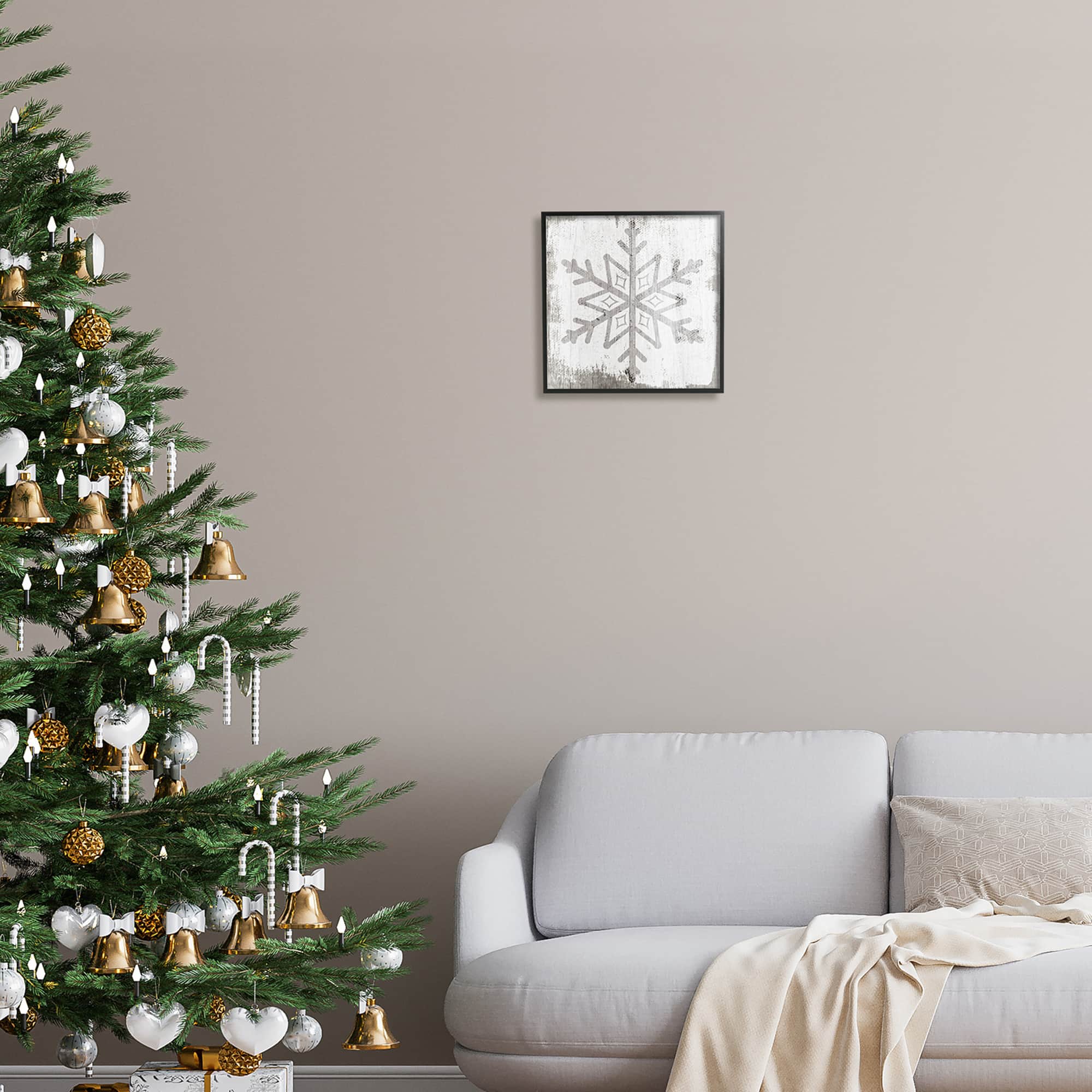 Stupell Industries Rustic Winter Snowflake Shape Framed Giclee Art