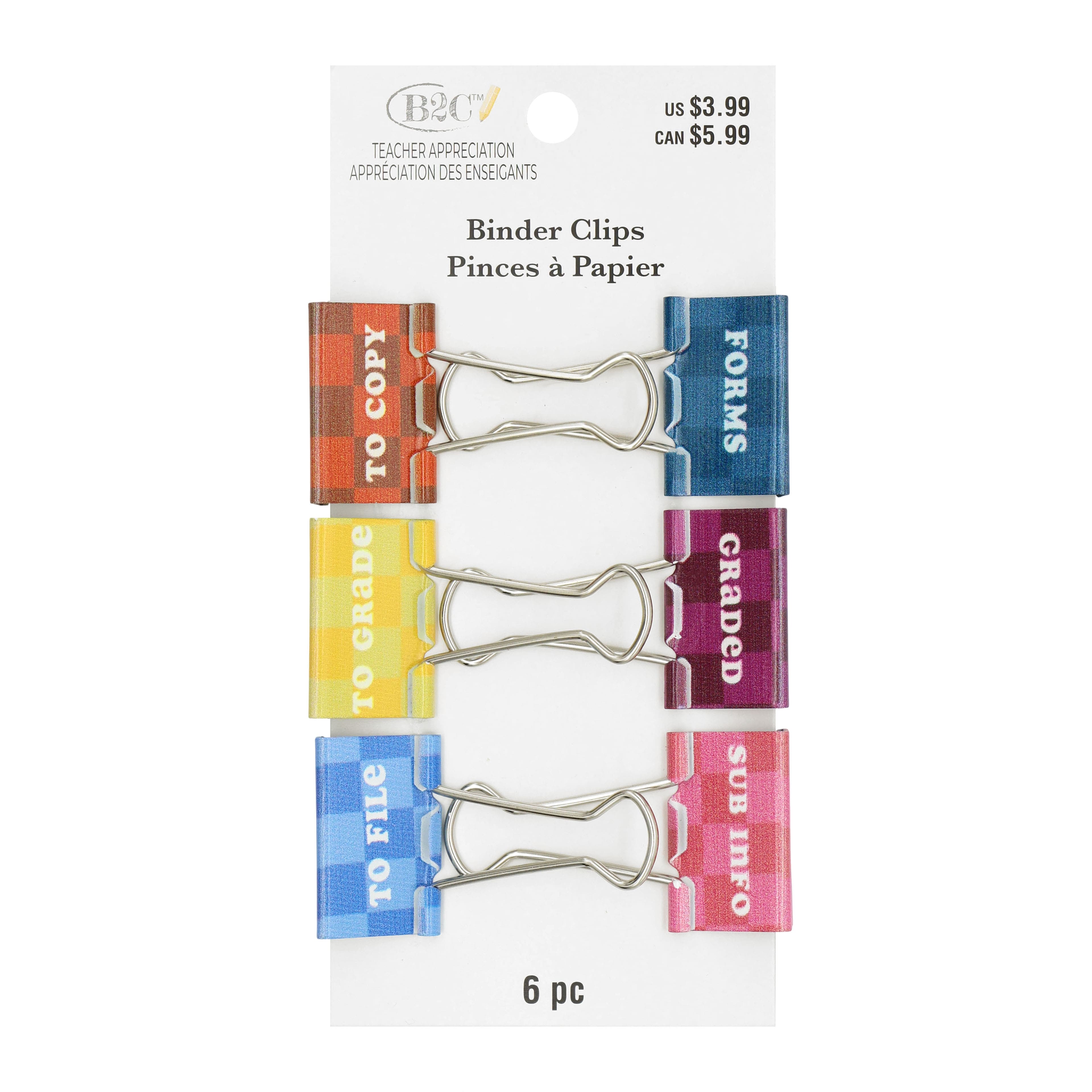 Retro Teacher Metal Binder Clips, 6ct. by B2C™