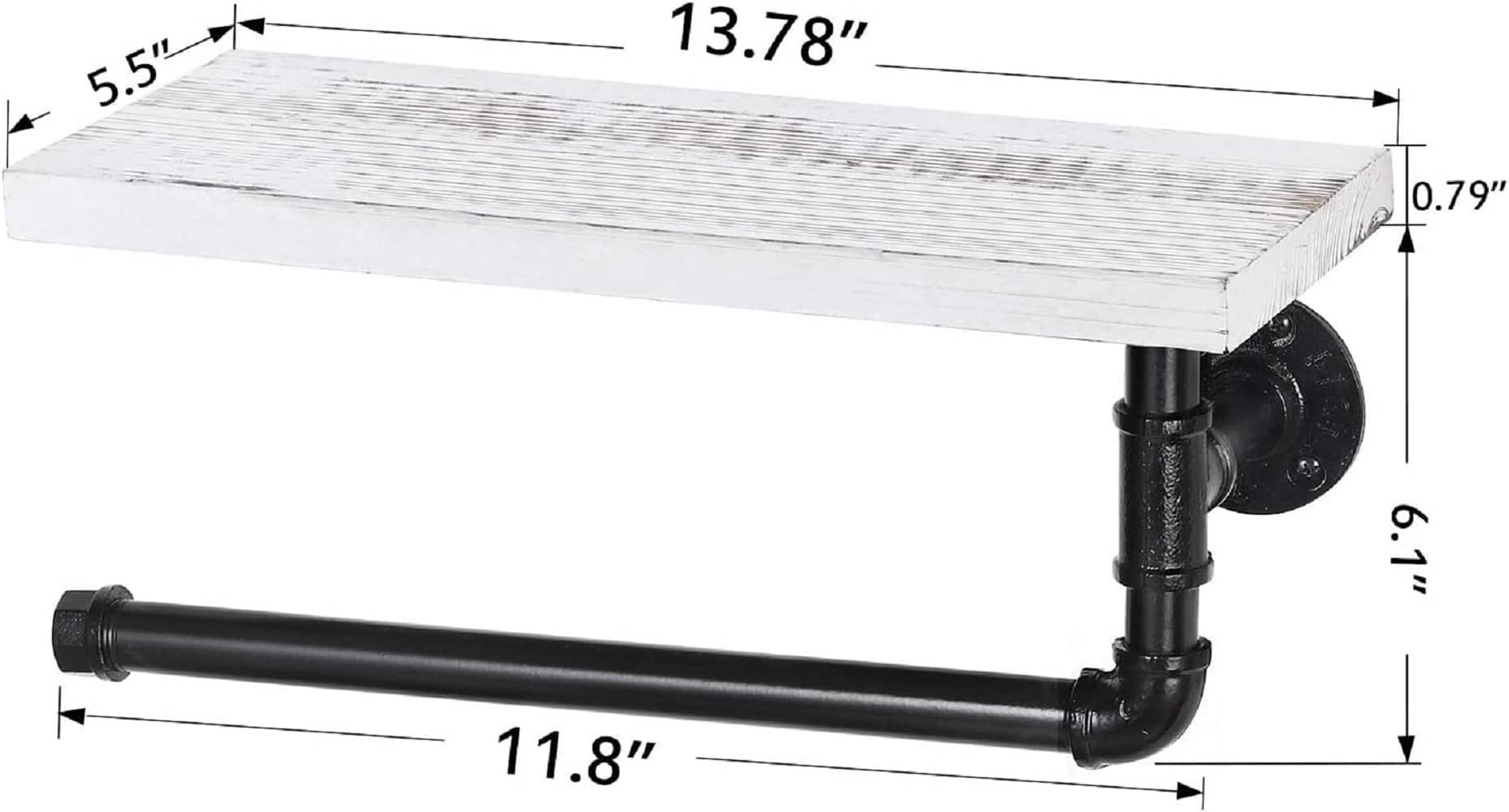 Wall-Mount Whitewashed Wood & Iron Toilet Paper Holder