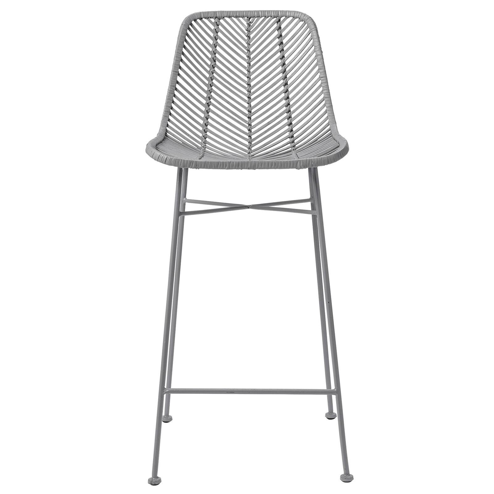 Hello Honey® 40.5" Gray Rattan Bar Stool with Metal Frame