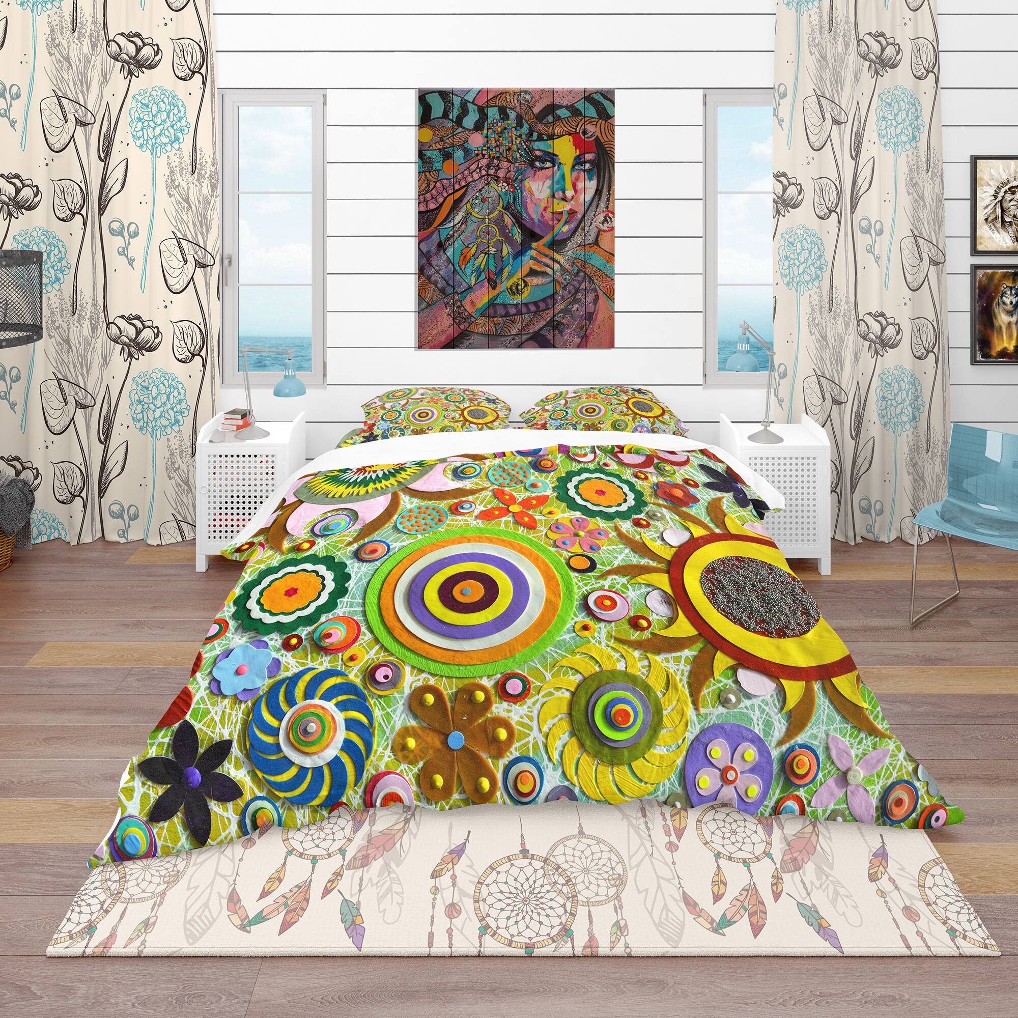 Designart 'Abstract Acrylic Painting on Canvas' Bohemian & Eclectic Bedding Set - Duvet Cover & Shams