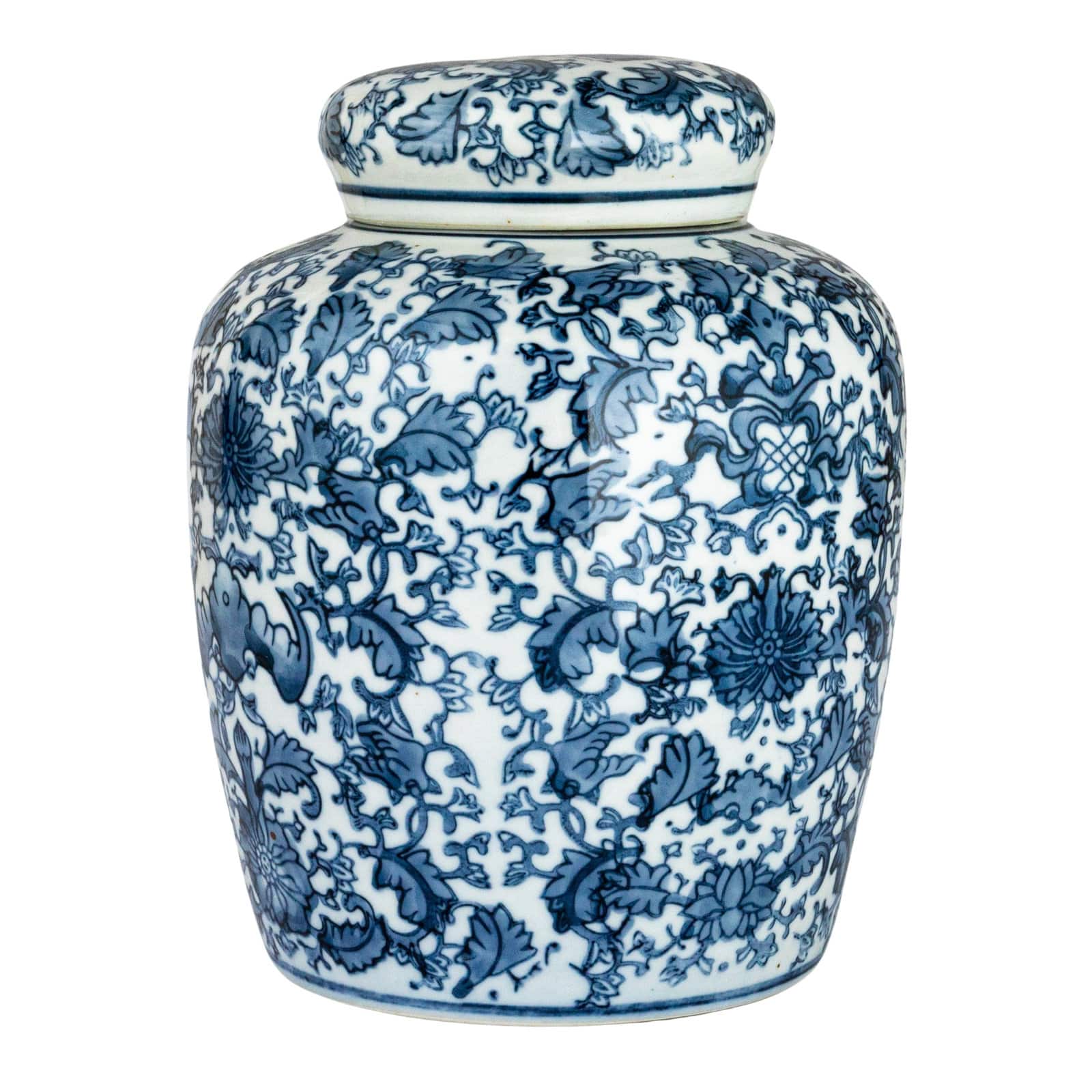 Hello Honey® 8'' Blue & White Ceramic Ginger Jar with Lid