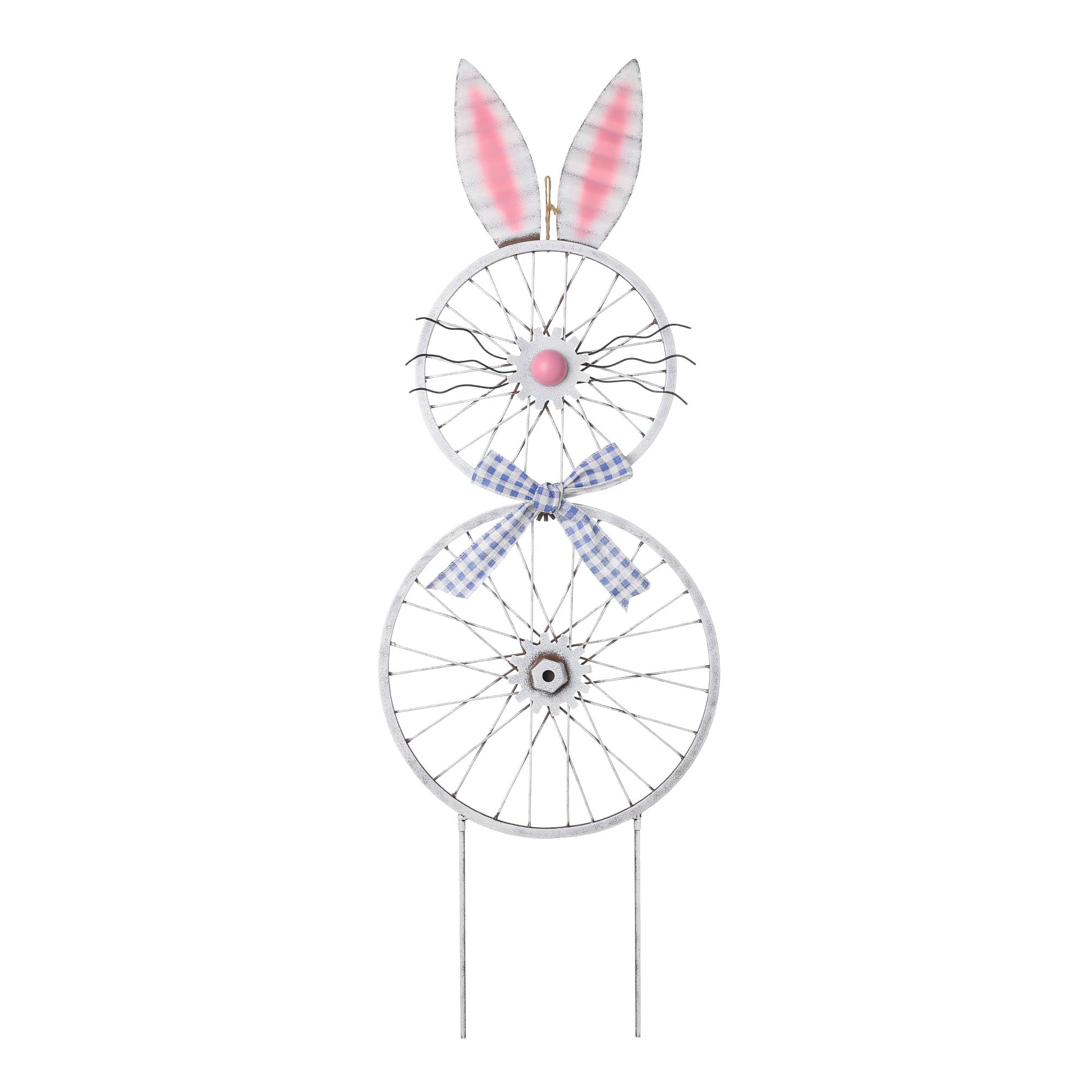 Glitzhome® 38" Easter Wheel Bunny Metal Décor