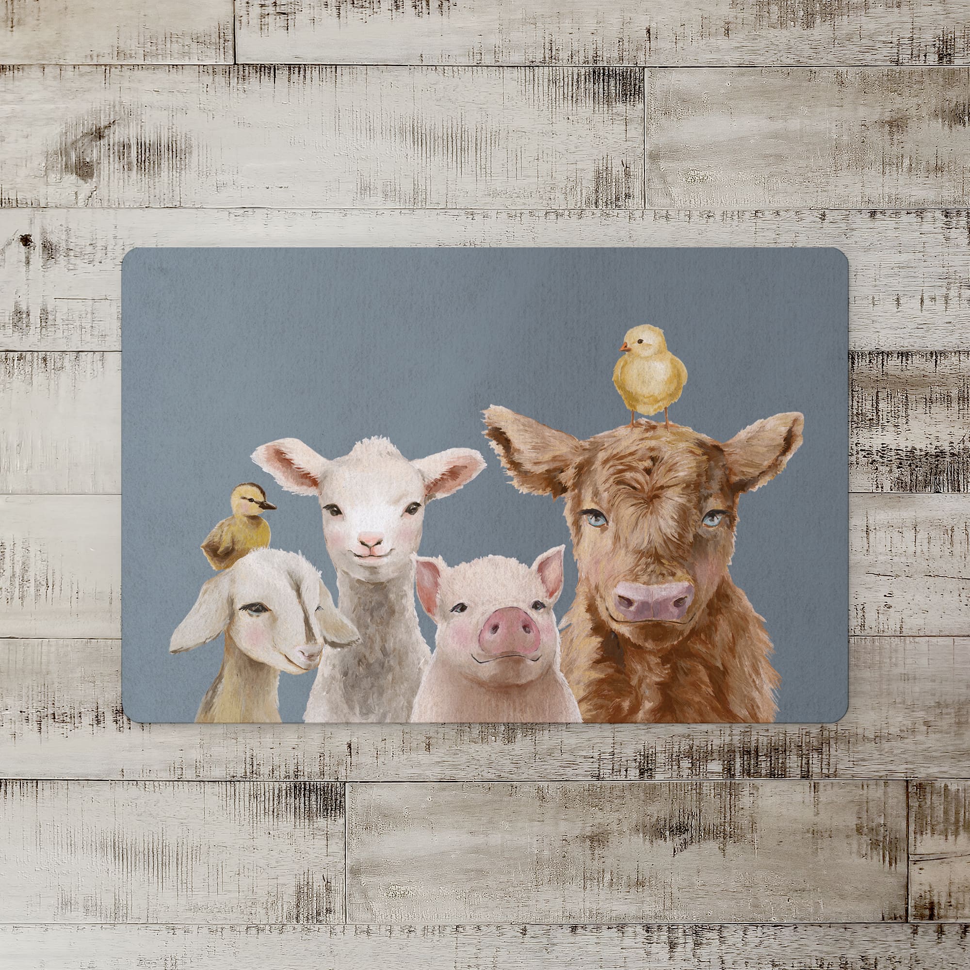 18" x 27" Baby Farm Animals on Slate Floor Mat