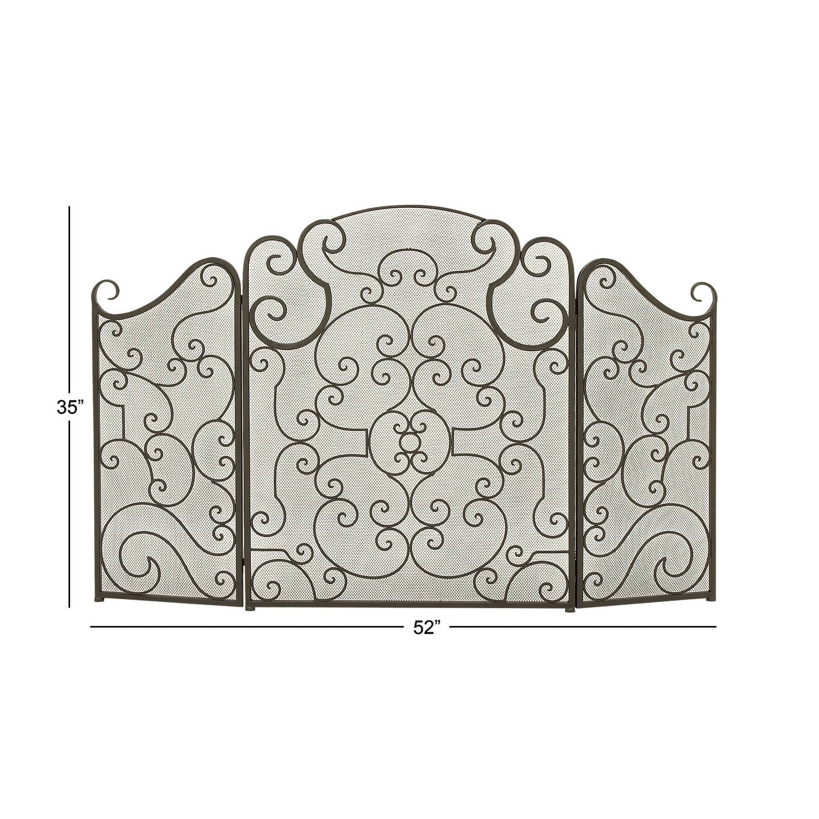Black Metal Traditional Fireplace Screen