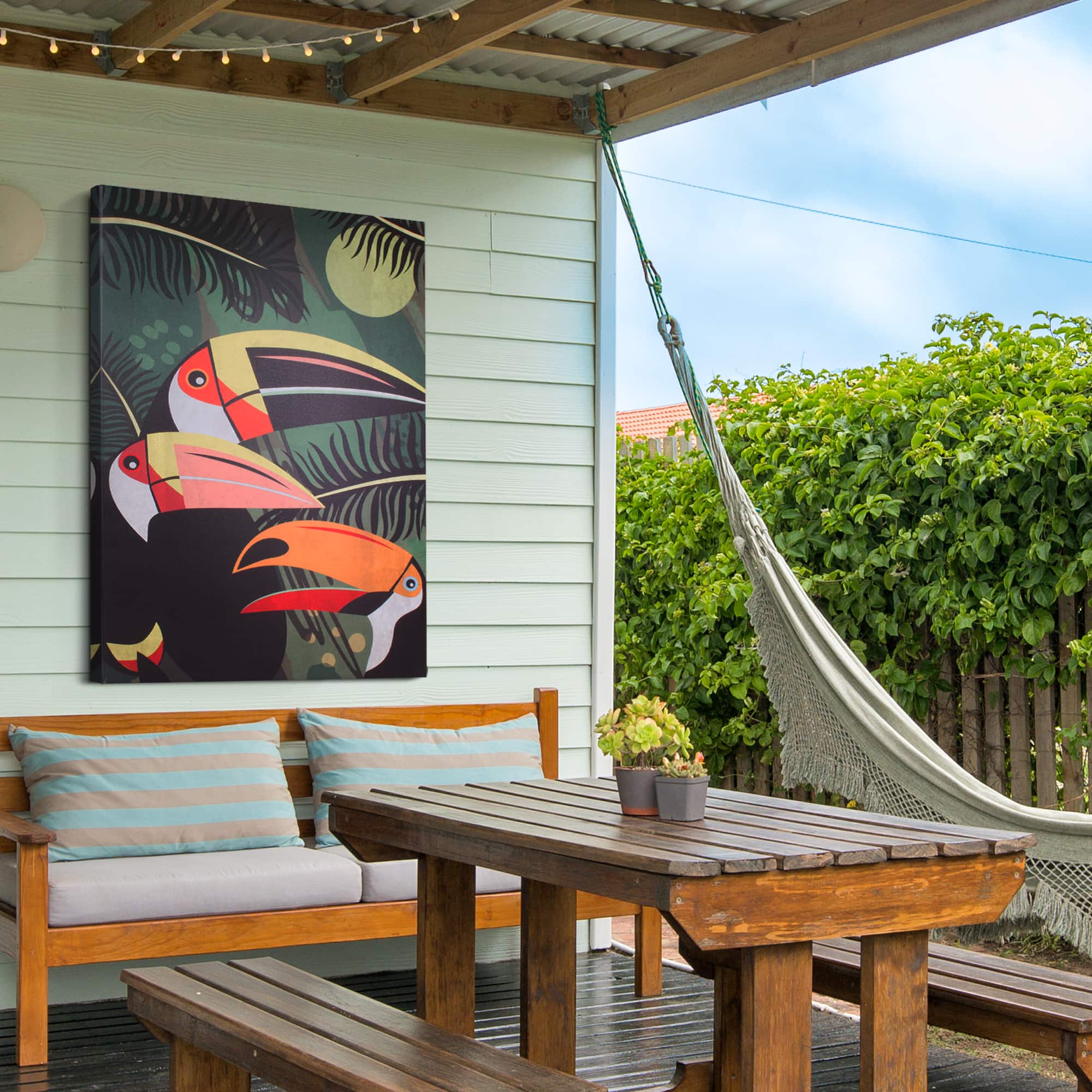 Toucan Birds Outdoor Canvas Art Print - 35"x35"