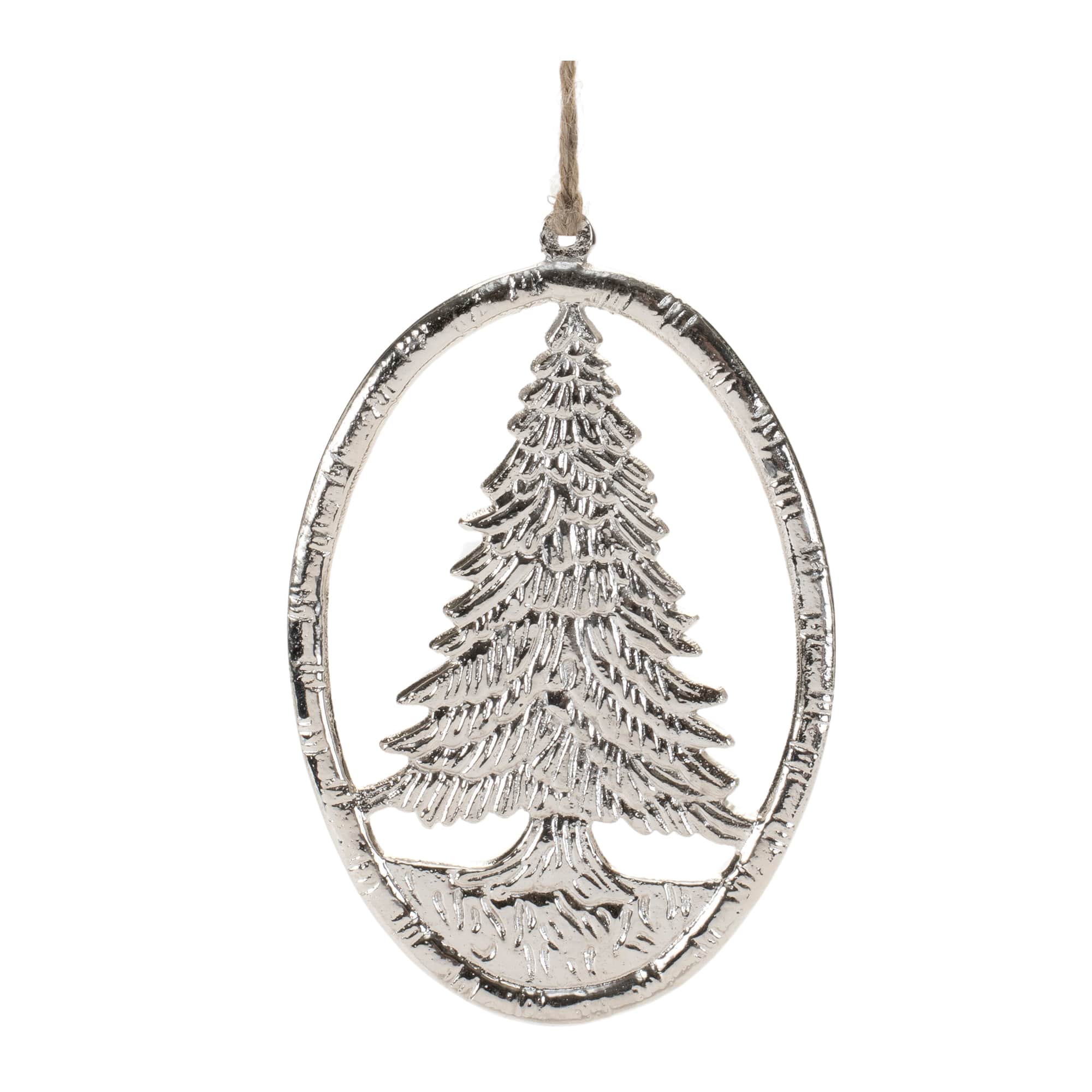 6.25" Etched Metal Pine Tree Ornaments, 12ct.